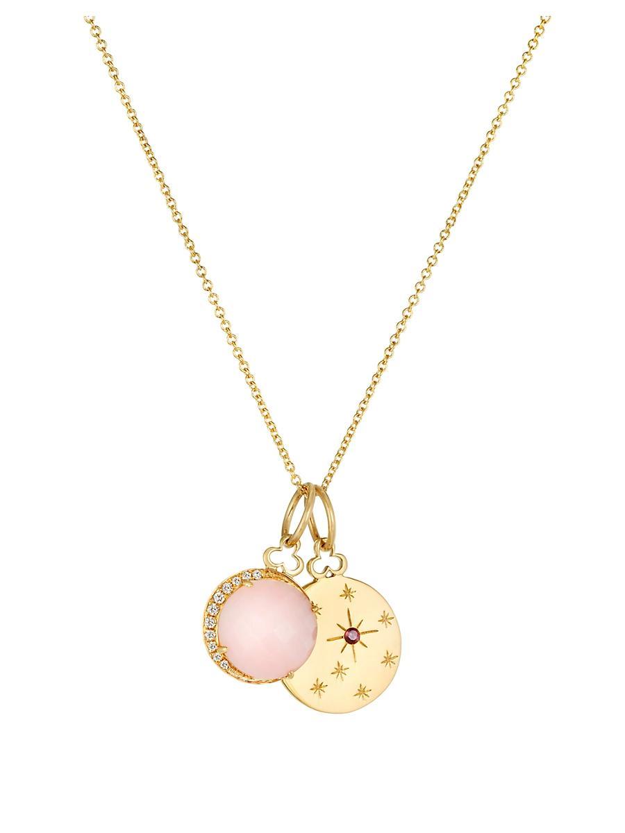 Womens 14K &18K Rose Gold & Multi-Gemstone Birthstone Charm Necklace Product Image
