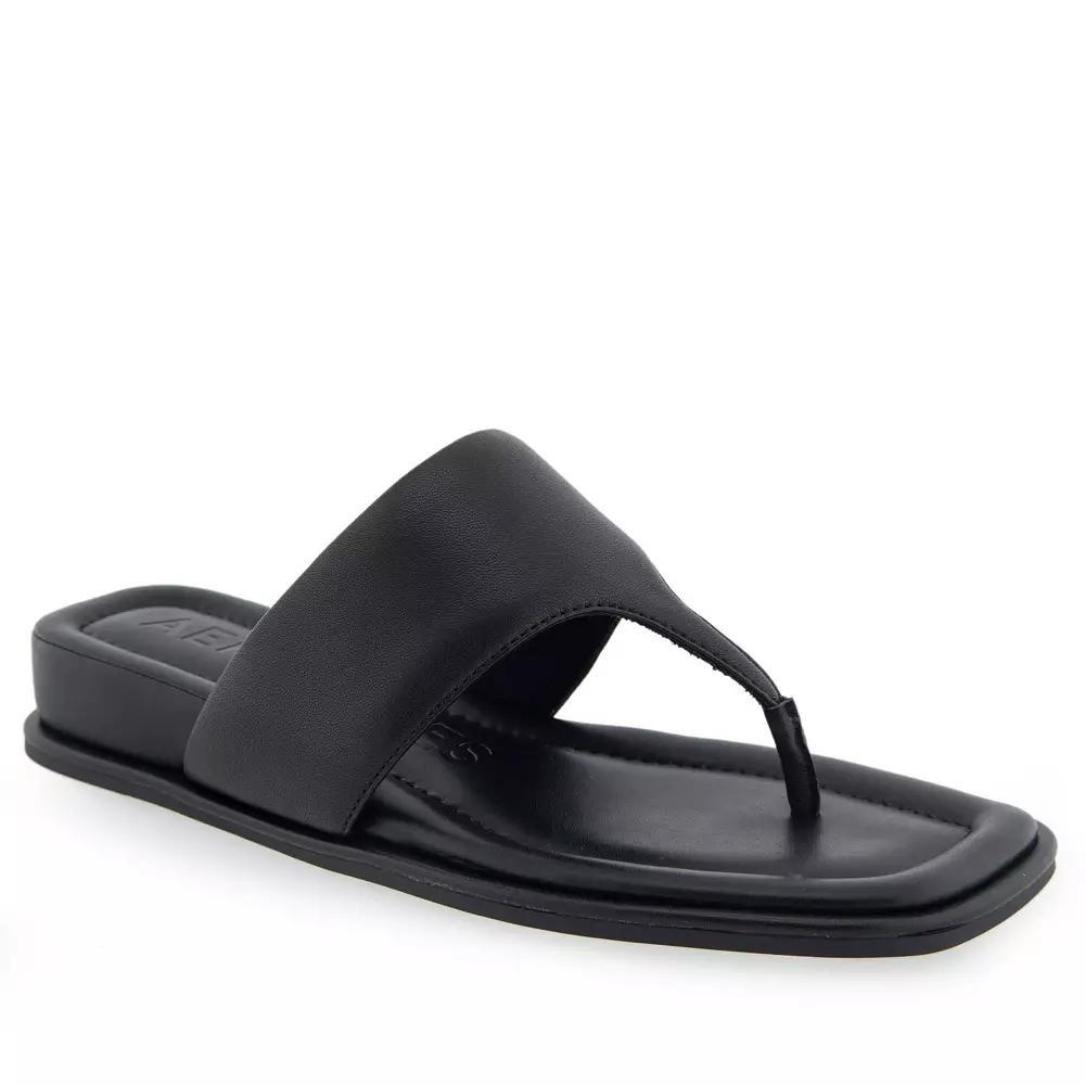 Aerosoles Barry Women's Leather Wedge Sandals, Size: 12, Black Leather Product Image