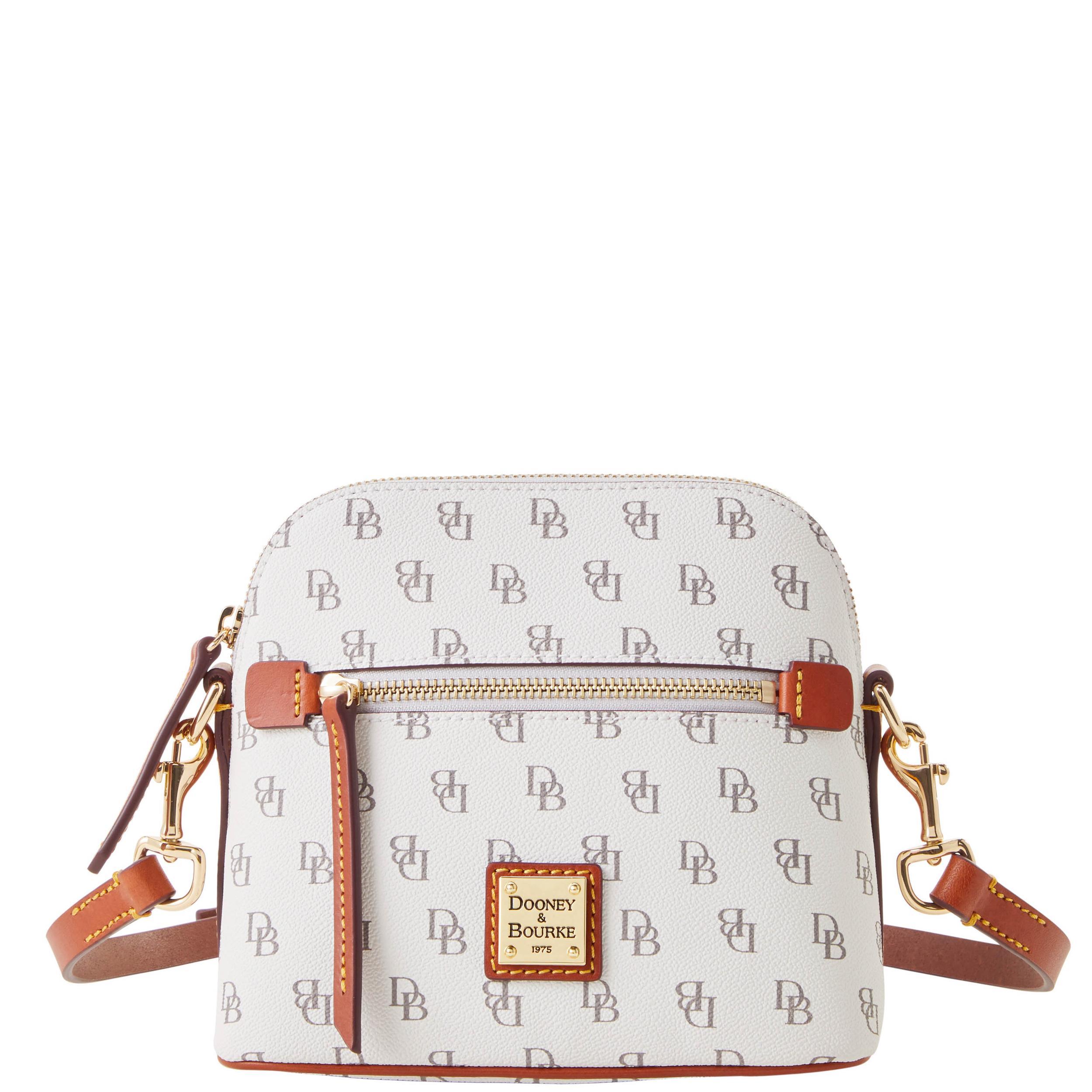 Dooney & Bourke Womens Gretta Domed Crossbody Coated Cotton Shoulder Bag in White Product Image