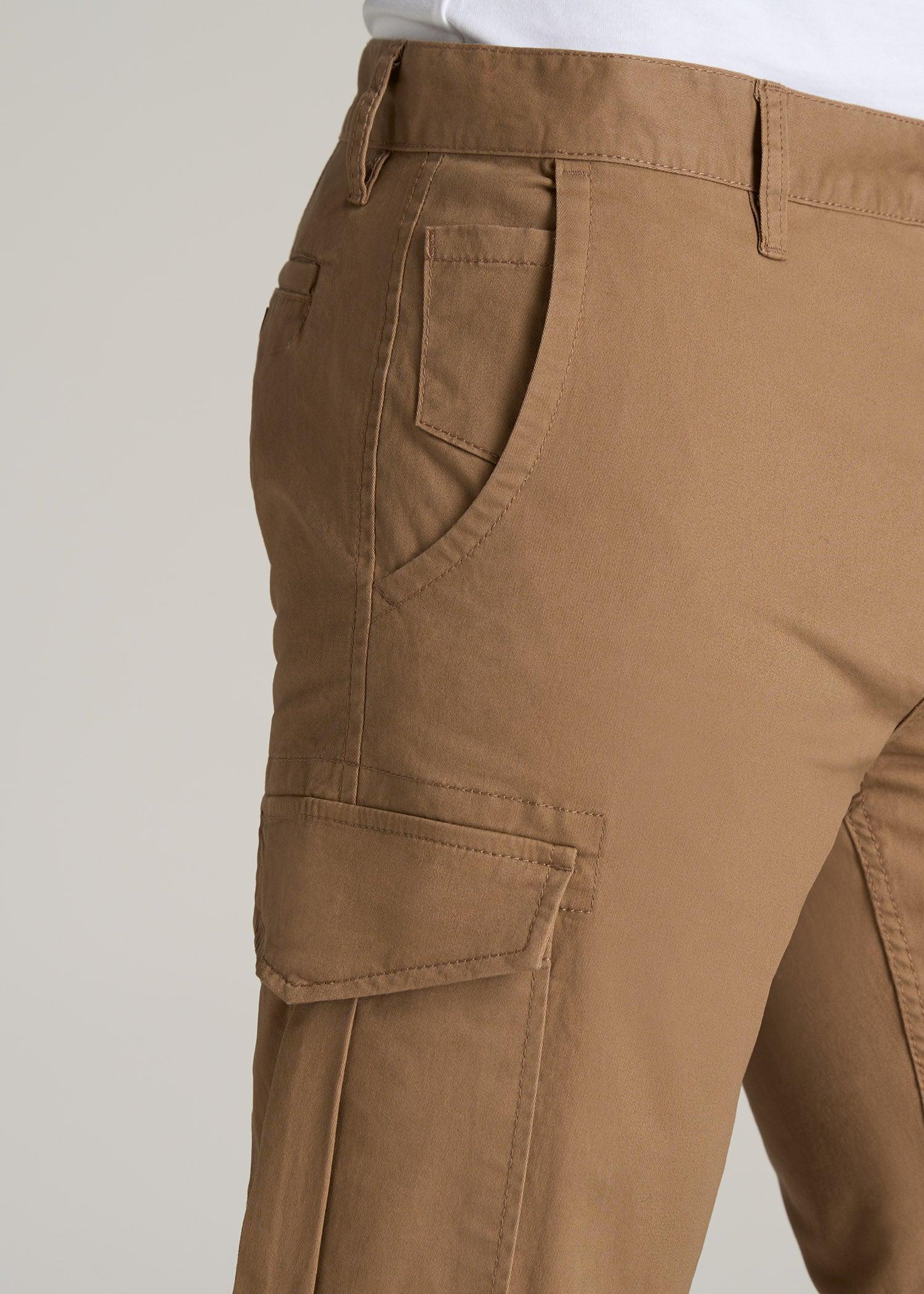 Stretch Twill SLIM-FIT Cargo Pants for Tall Men in Russet Brown Product Image