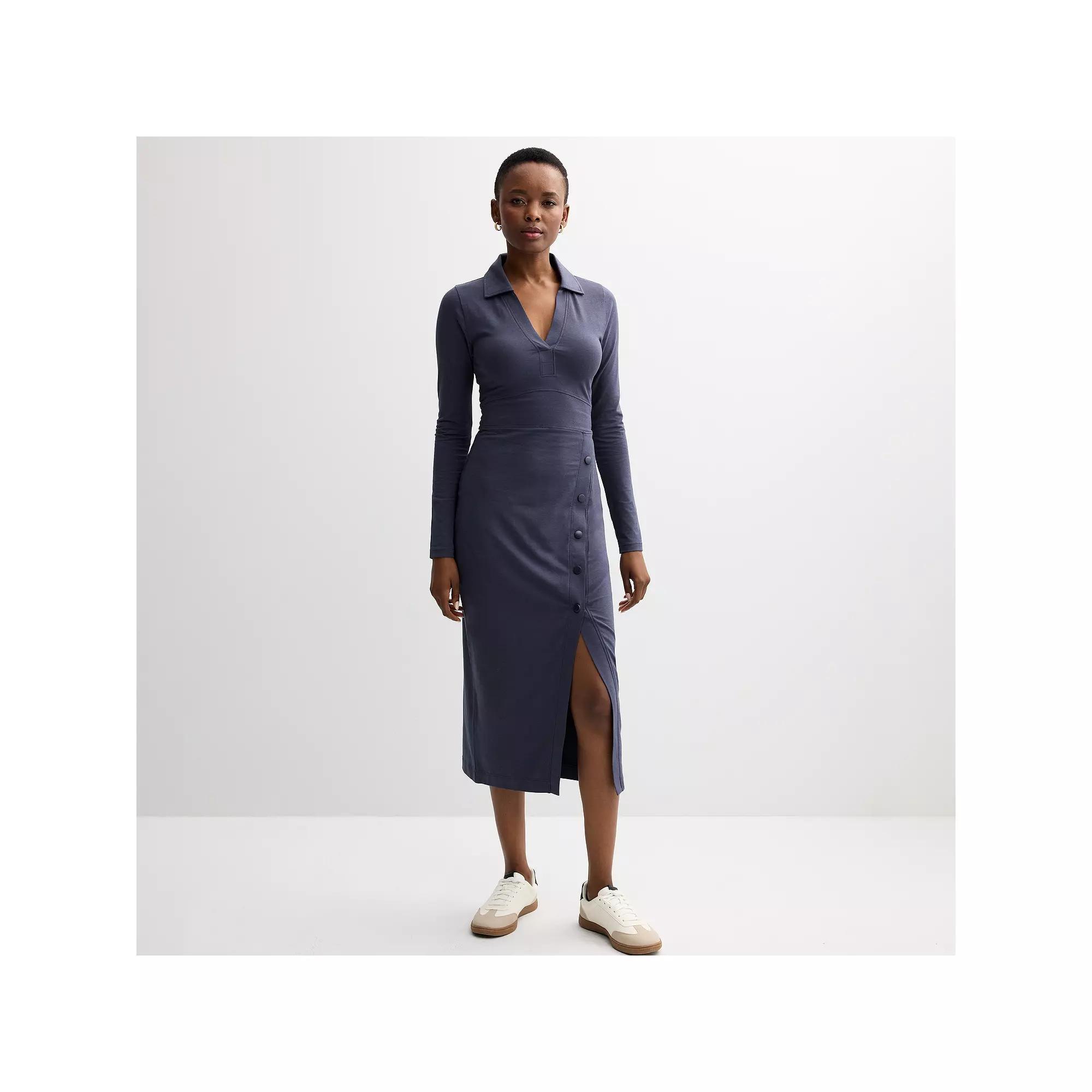 Womens Grey State Collared Jersey Dress Product Image