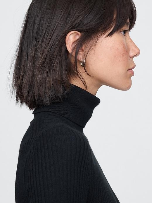 Turtleneck Rib Midi Sweater Dress Product Image