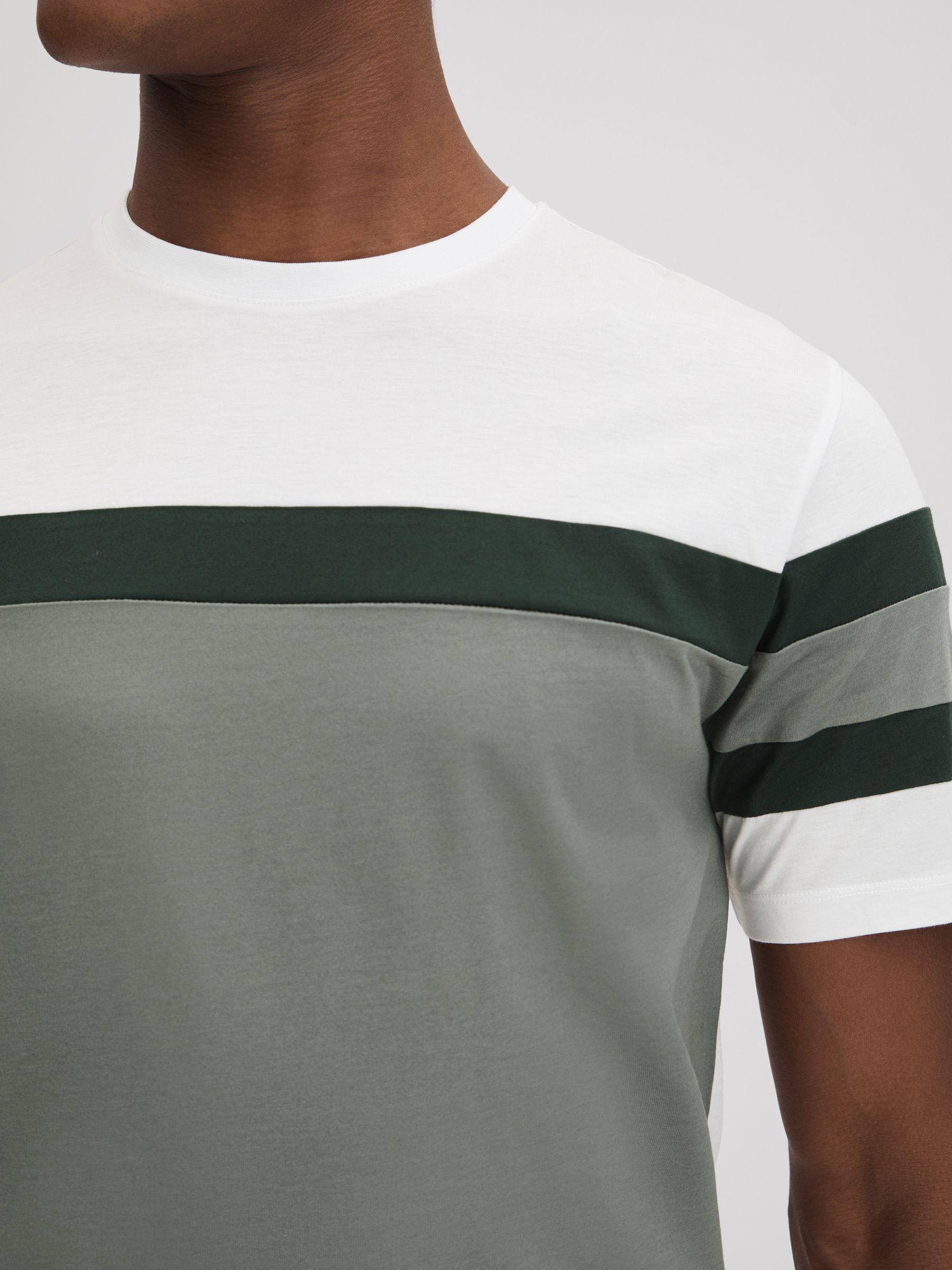 Mercerised Cotton Crew Neck T-Shirt in Sage Multi Product Image