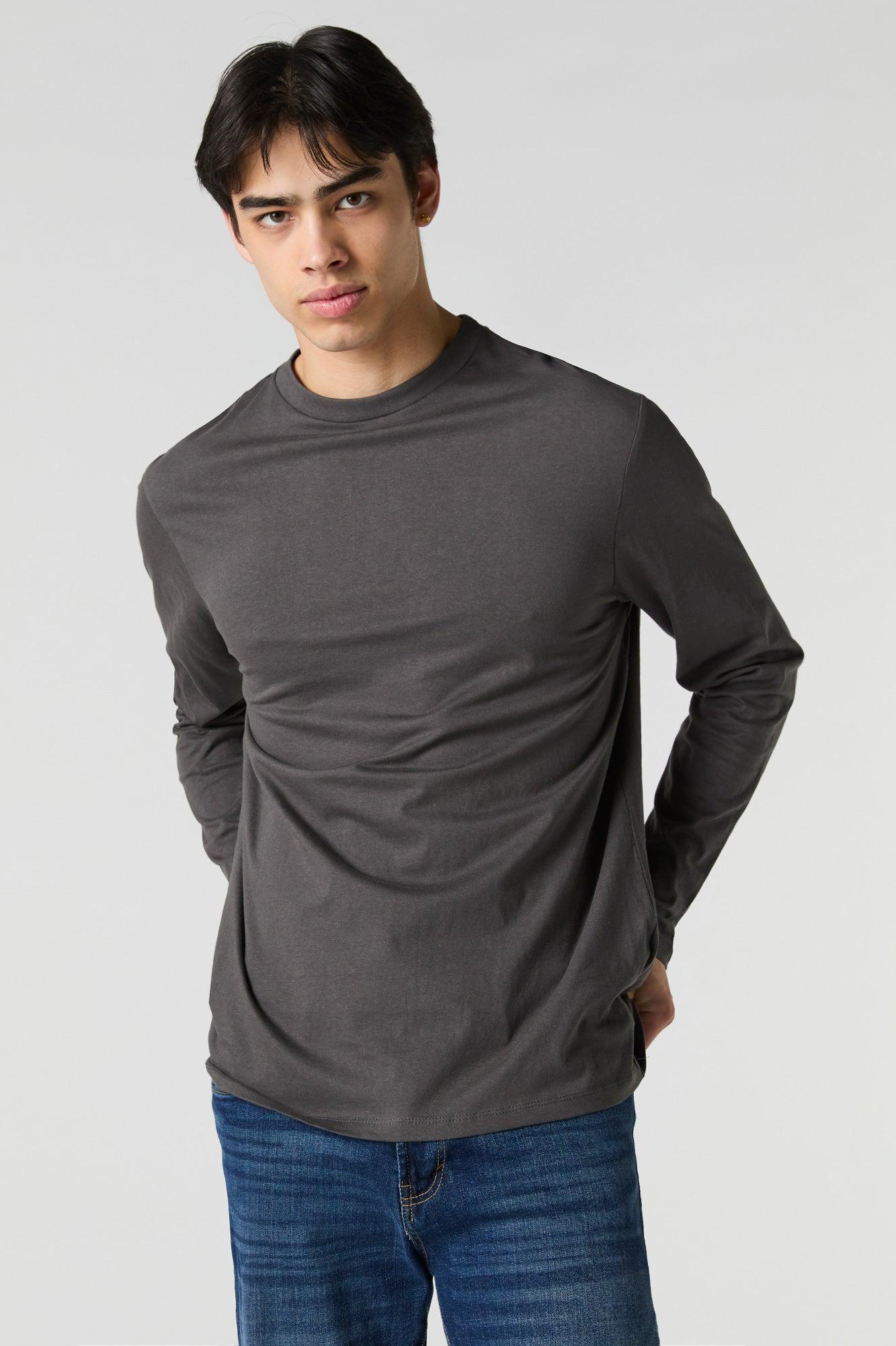Solid Crewneck Long Sleeve Top Male Product Image