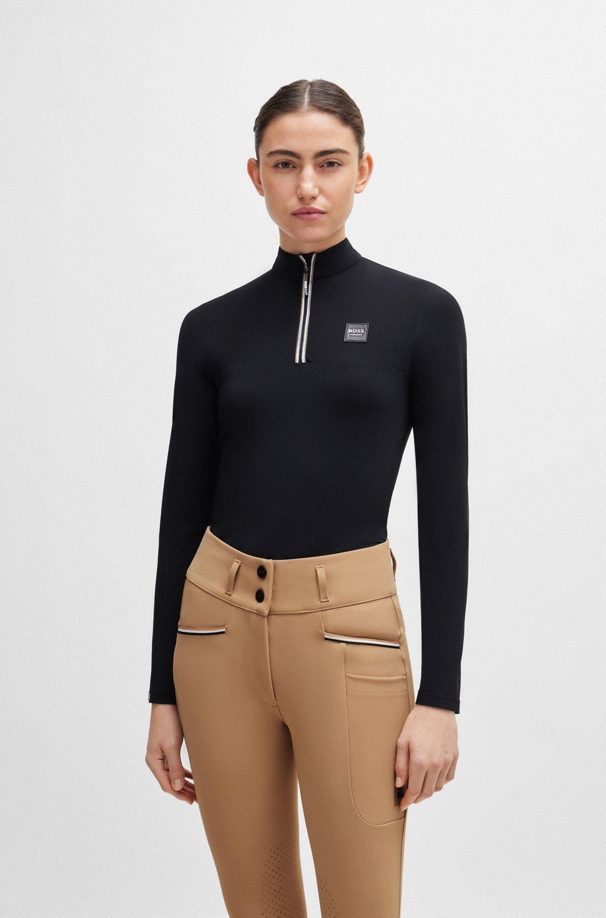 BOSS - Equestrian show top in super-stretch fabric - Black Product Image