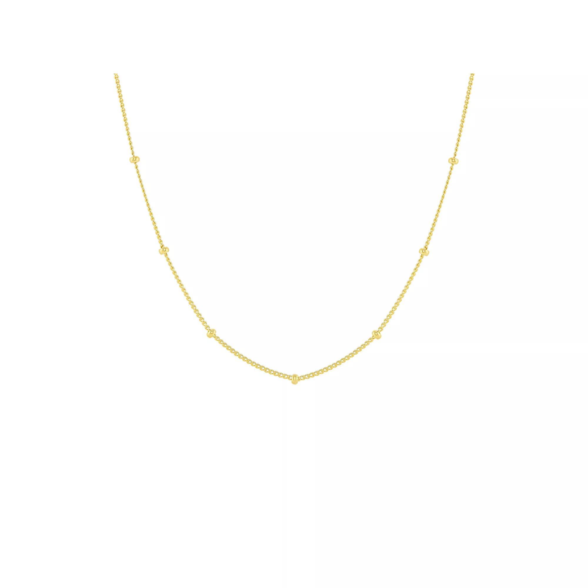 PRIMROSE Sterling Silver Polished Beads Station Curb Chain Necklace, Women's, Size: 20", Gold Tone Product Image