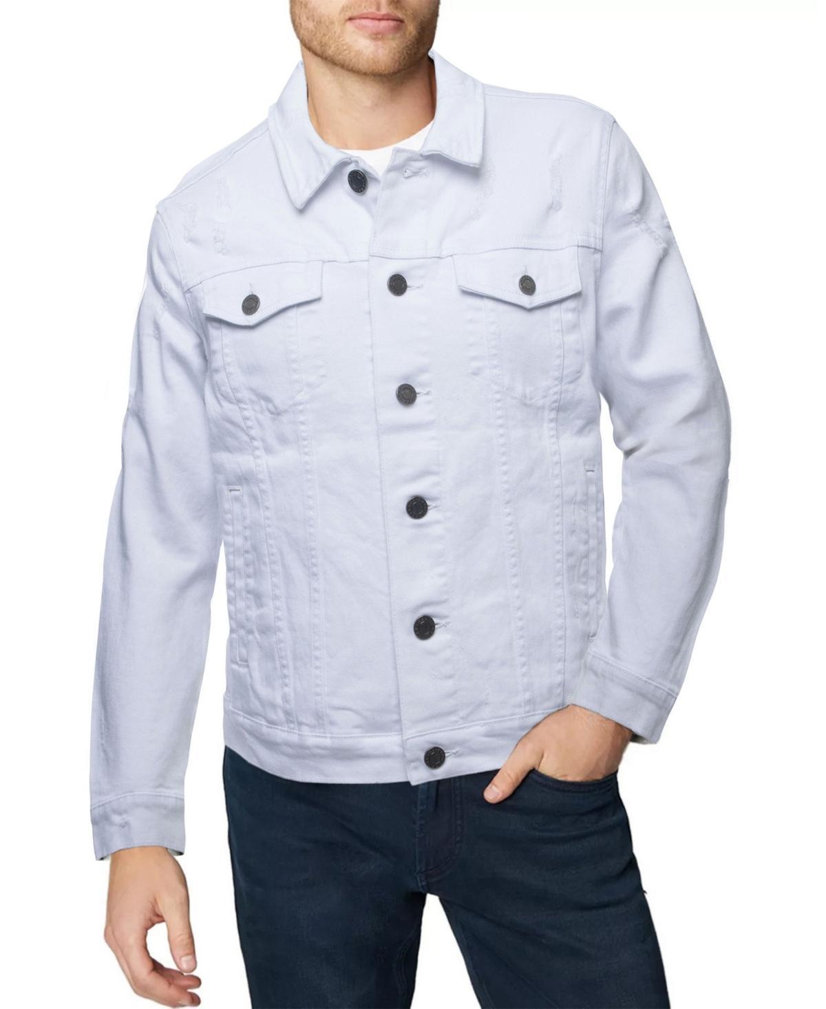 Men's Xray Washed Ripped Denim Jacket, Size: XL, White Product Image