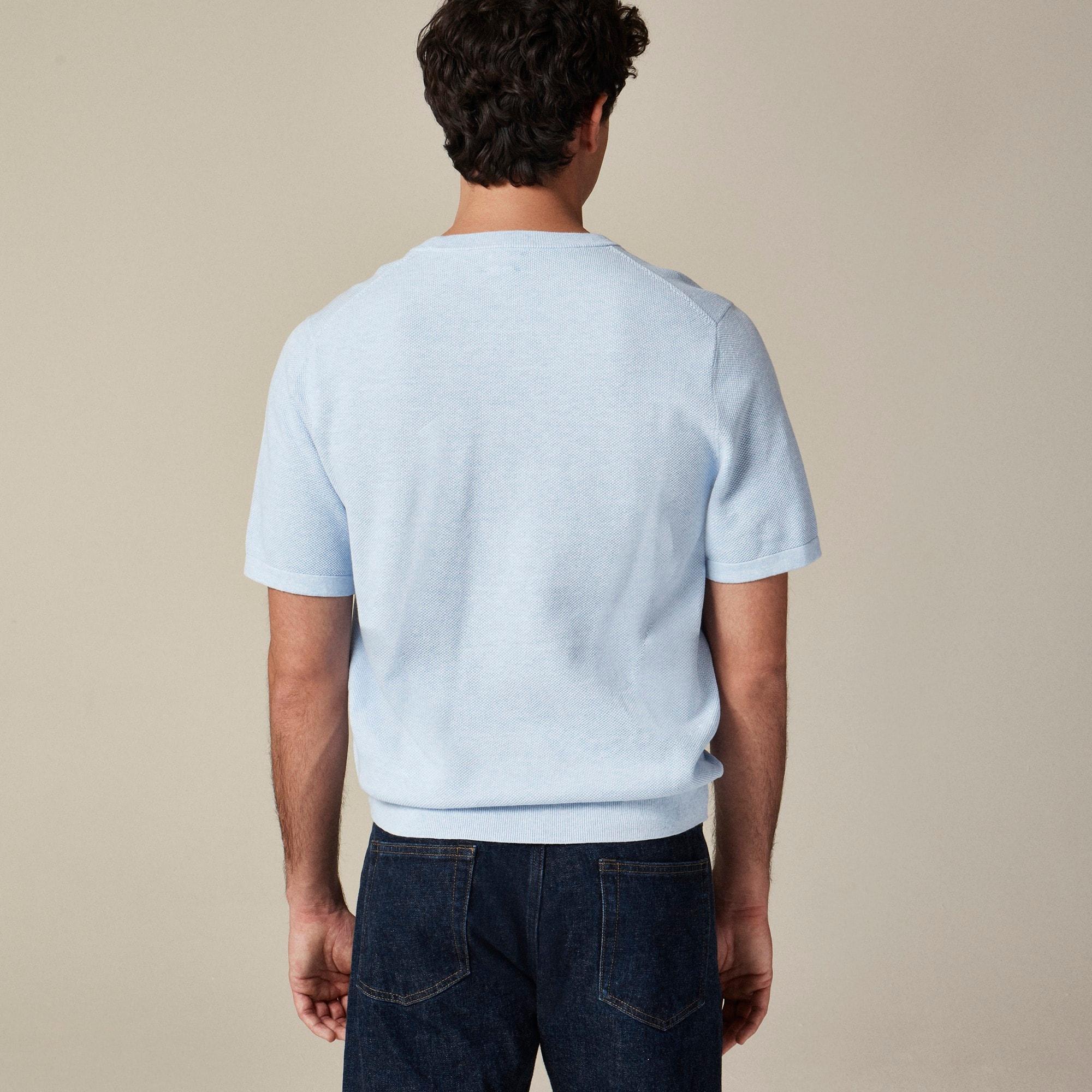 Short-sleeve cotton piqué-stitch sweater Product Image
