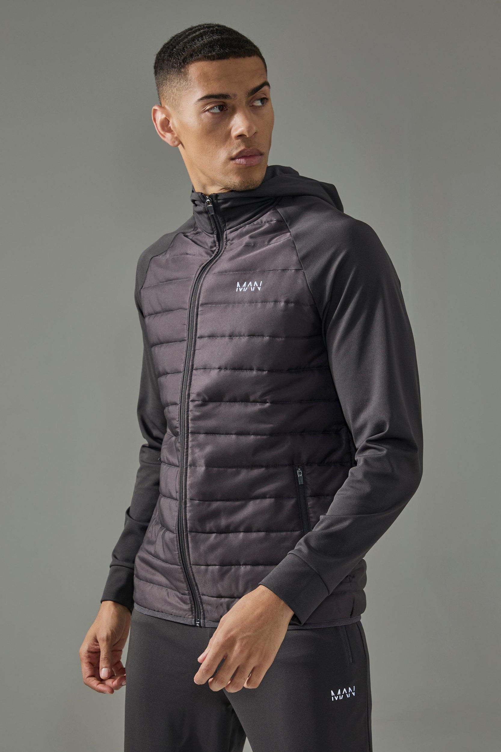 Man Active Quilted Hoodie and Tapered Sweatpants | boohooMAN USA Product Image