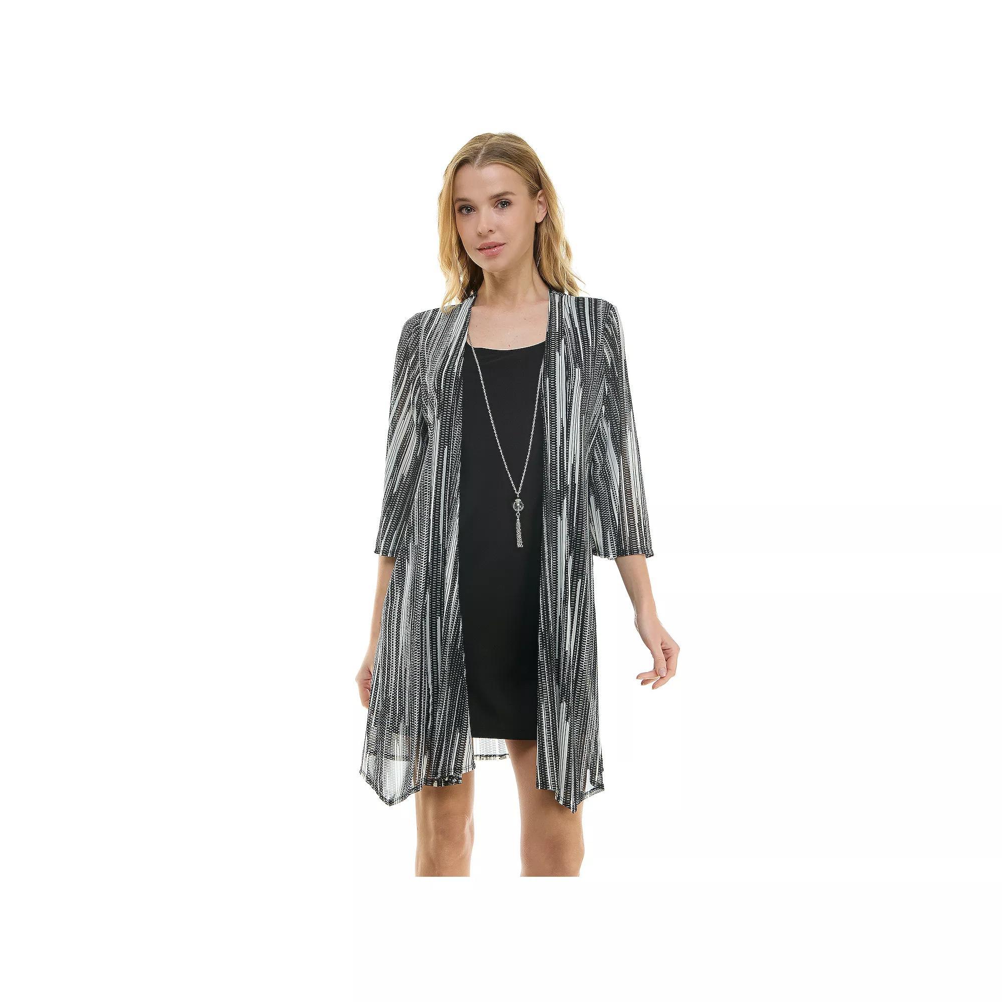 Women's Luxology 2-Piece Mesh Jacket & Dress Set, Size: XL, Black Cream Product Image