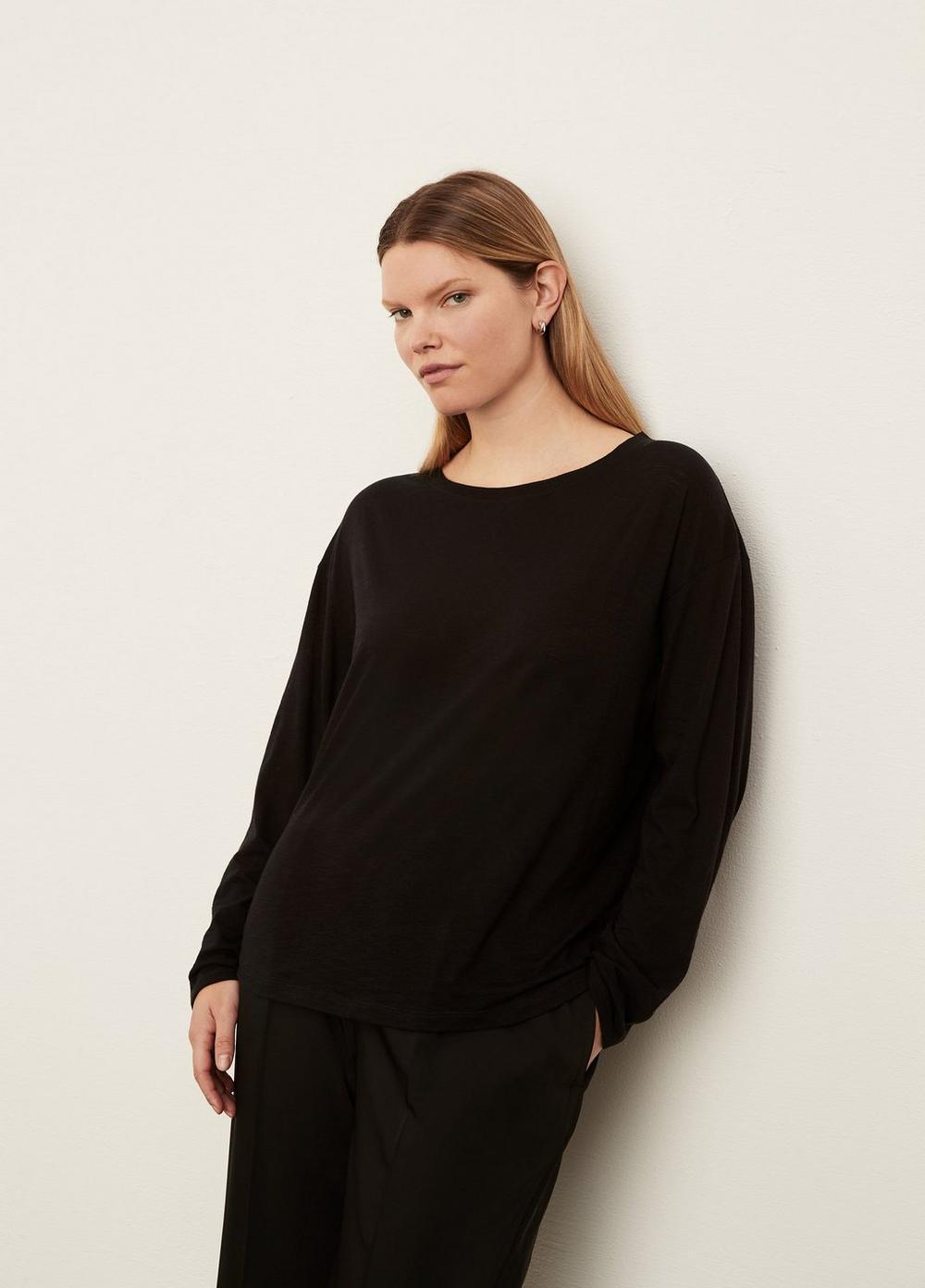 Womens Boxy Long Sleeve Crew Neck T-Shirt, Optic White, Size 1XL Vince Product Image