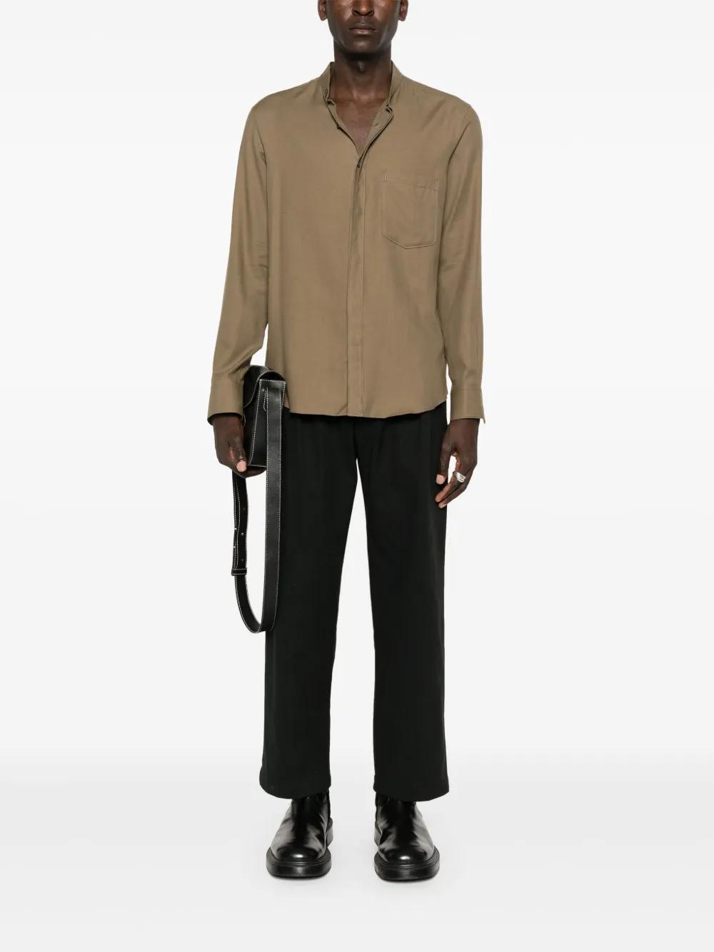 ZEGNA Band-collar Shirt In Grün Product Image