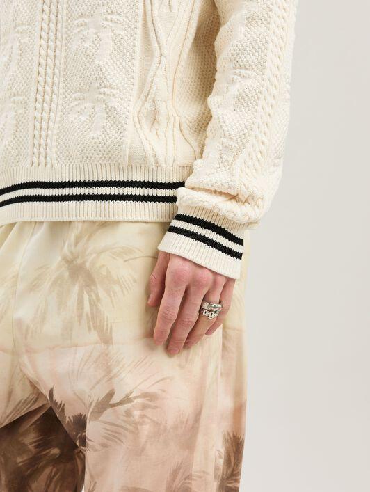 CURVED LOGO CABLE SWEATER OFF WHITE - BL Product Image
