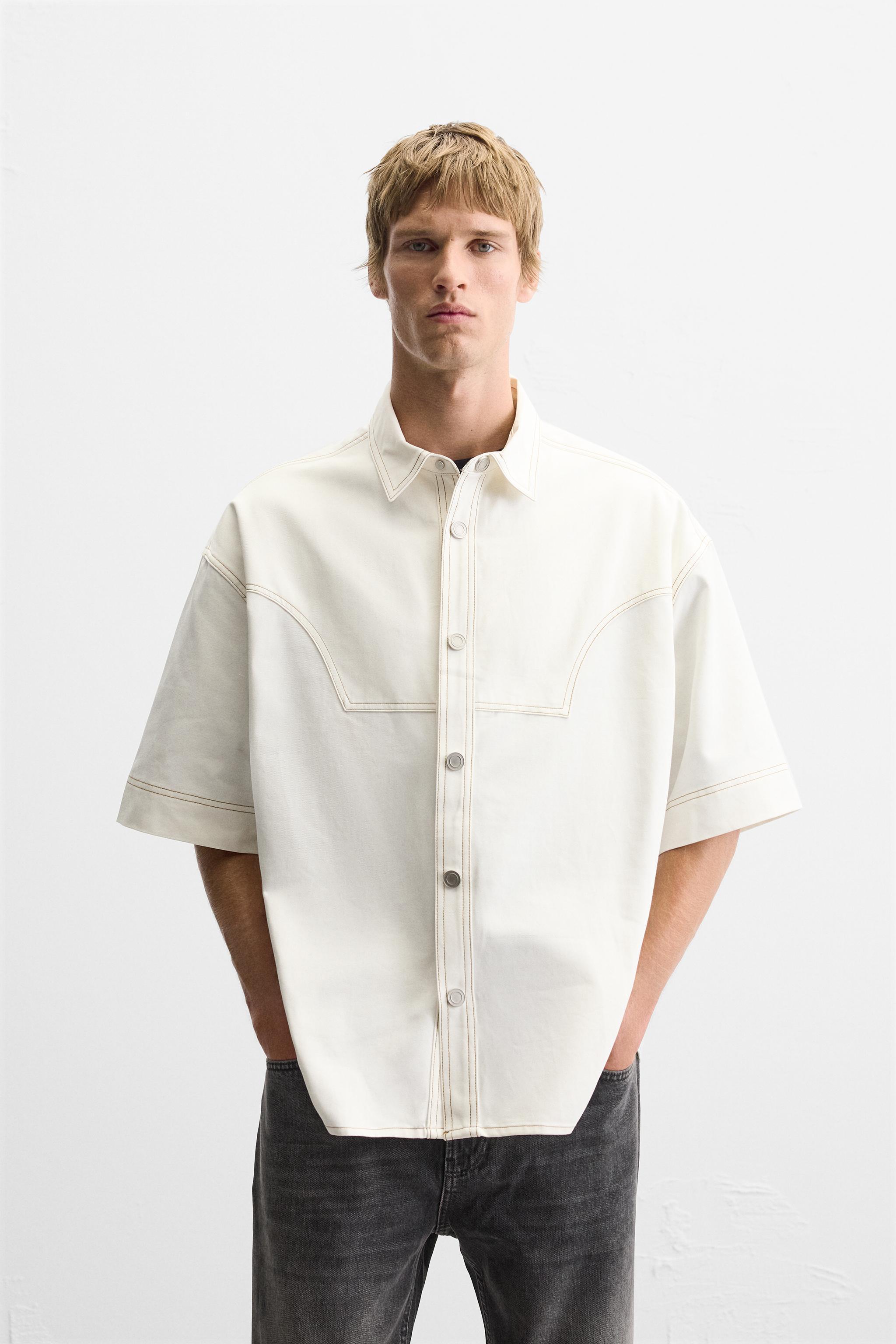COTTON - LYOCELL TOPSTITCHING SHIRT Product Image