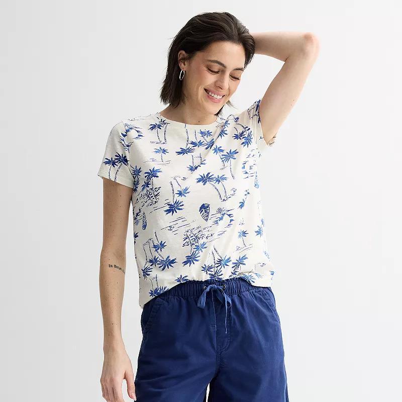 Women's Sonoma Goods For Life® Short-Sleeve Crew Tee, Size: XS, Blue Palm Scenic Product Image