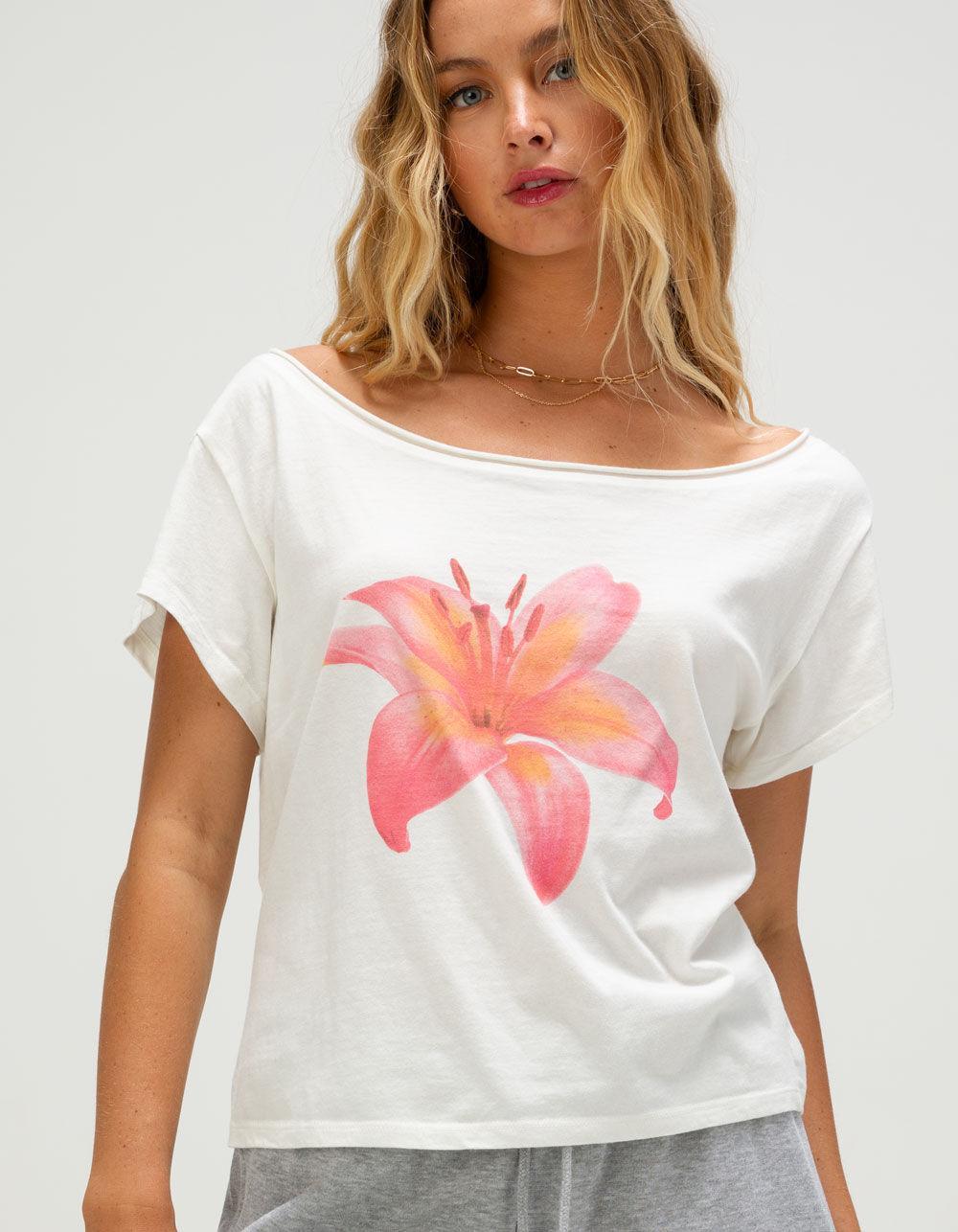 RSQ Womens Off The Shoulder Lily Tee - WHITE Product Image