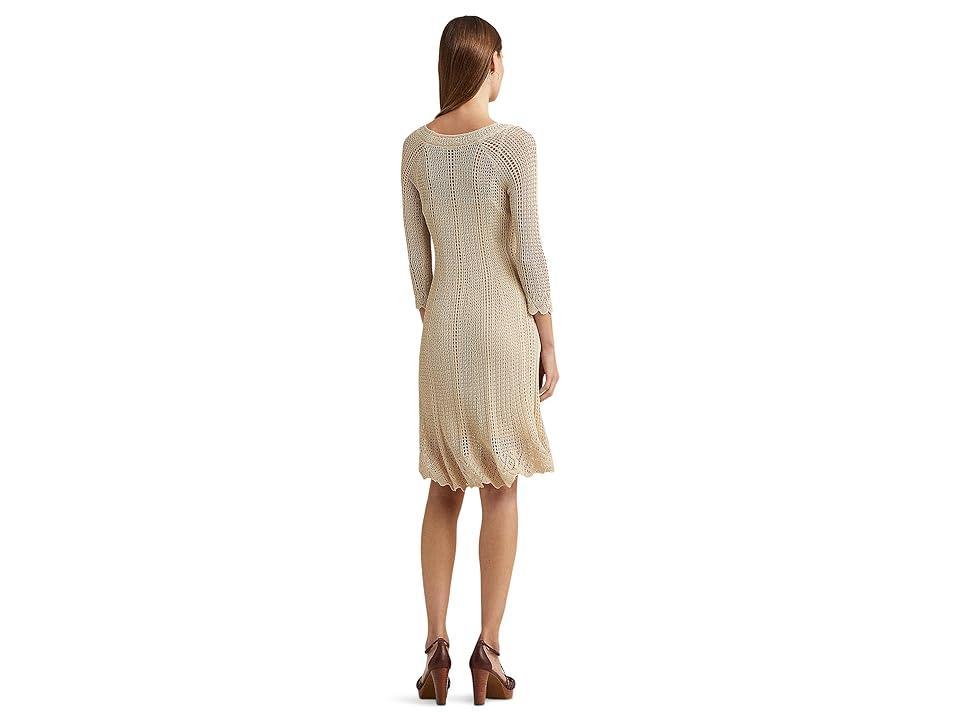 Lauren Ralph Lauren Pointelle-Knit Dress (Explorer Sand) Women's Dress Product Image
