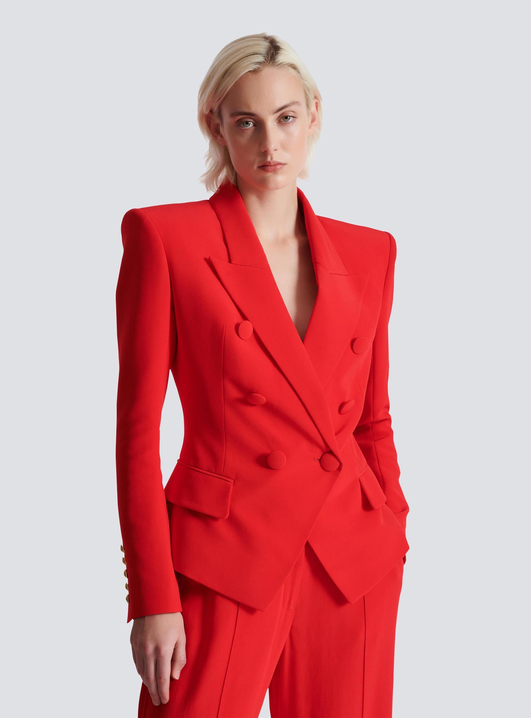 Fitted crepe 6-button jacket Product Image