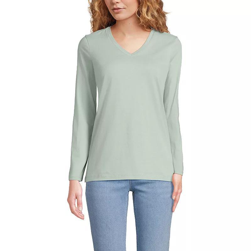 Petite Lands End Supima Cotton Relaxed V-Neck Tee, Womens Product Image