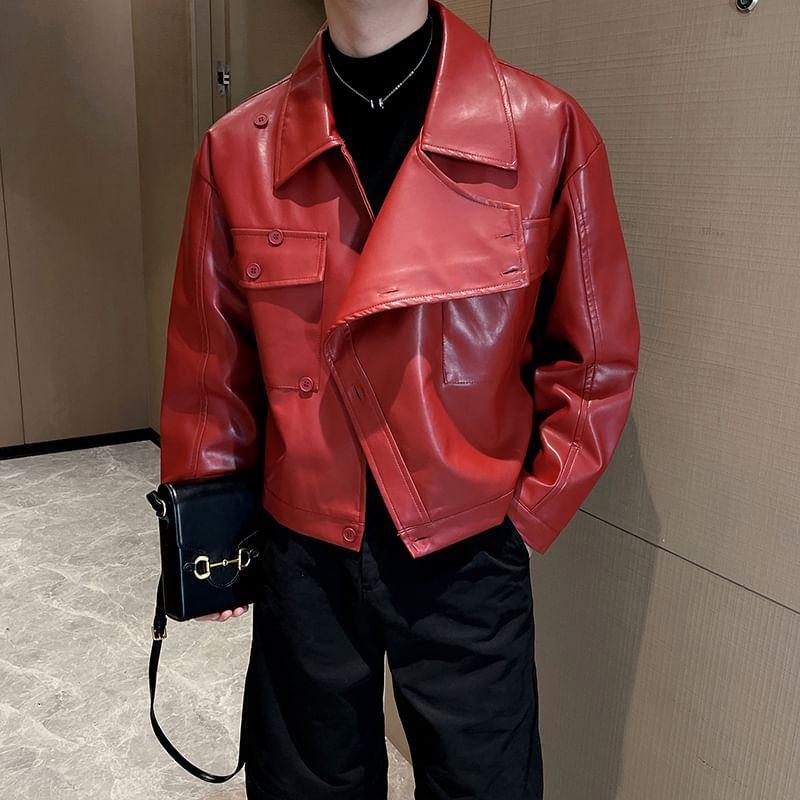 Long Sleeve Faux Leather Jacket Product Image