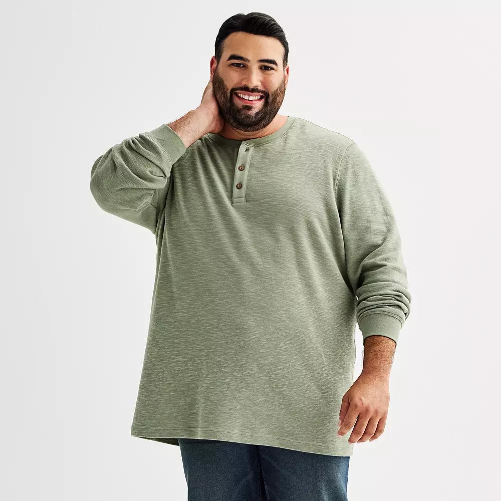 Big & Tall Sonoma Goods For Life® Long Sleeve Textured Henley Tee, Men's, Size: Medium Tall, Ivory Product Image