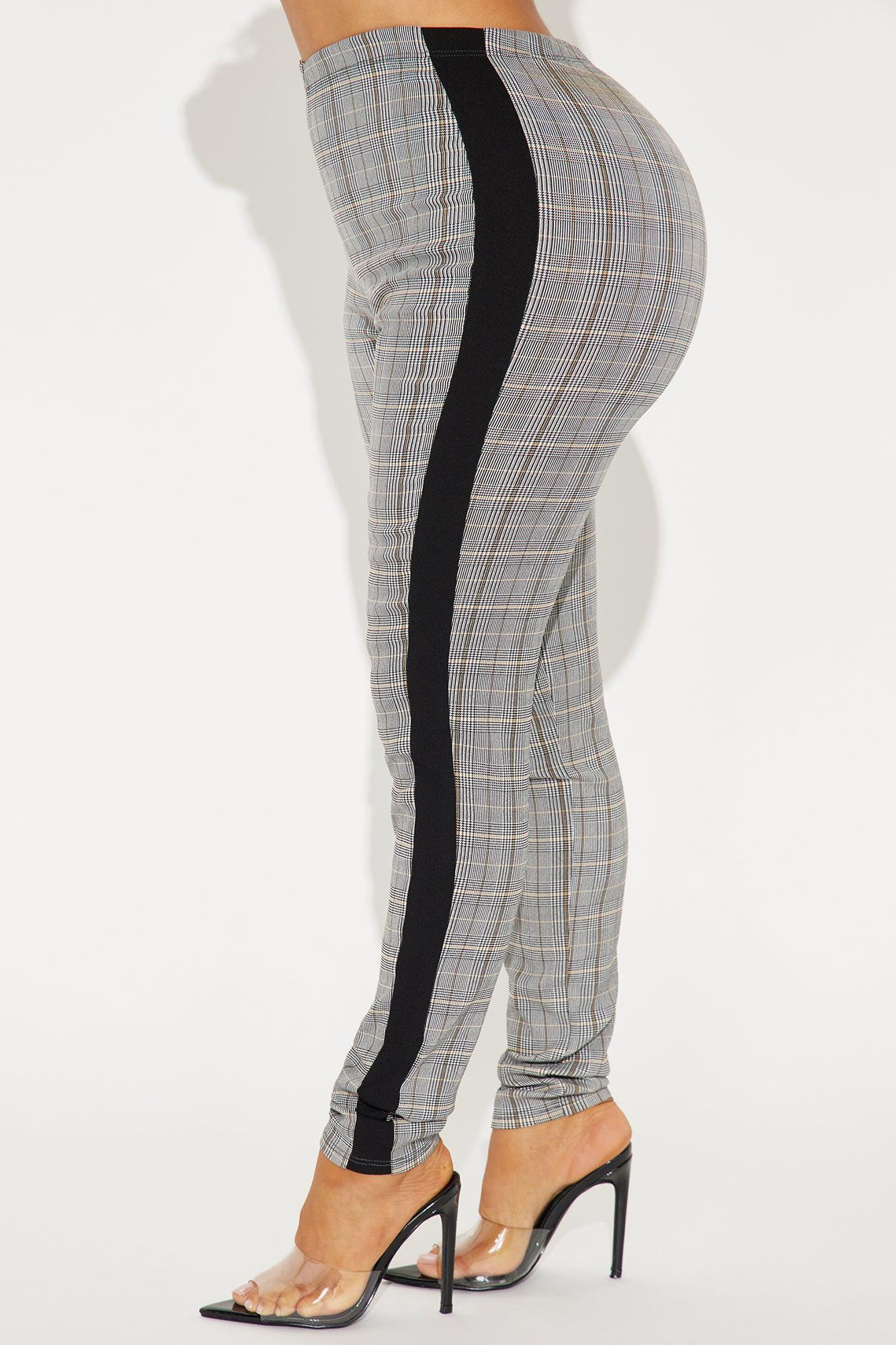 Fully Booked Striped Plaid Legging - Grey/combo Product Image