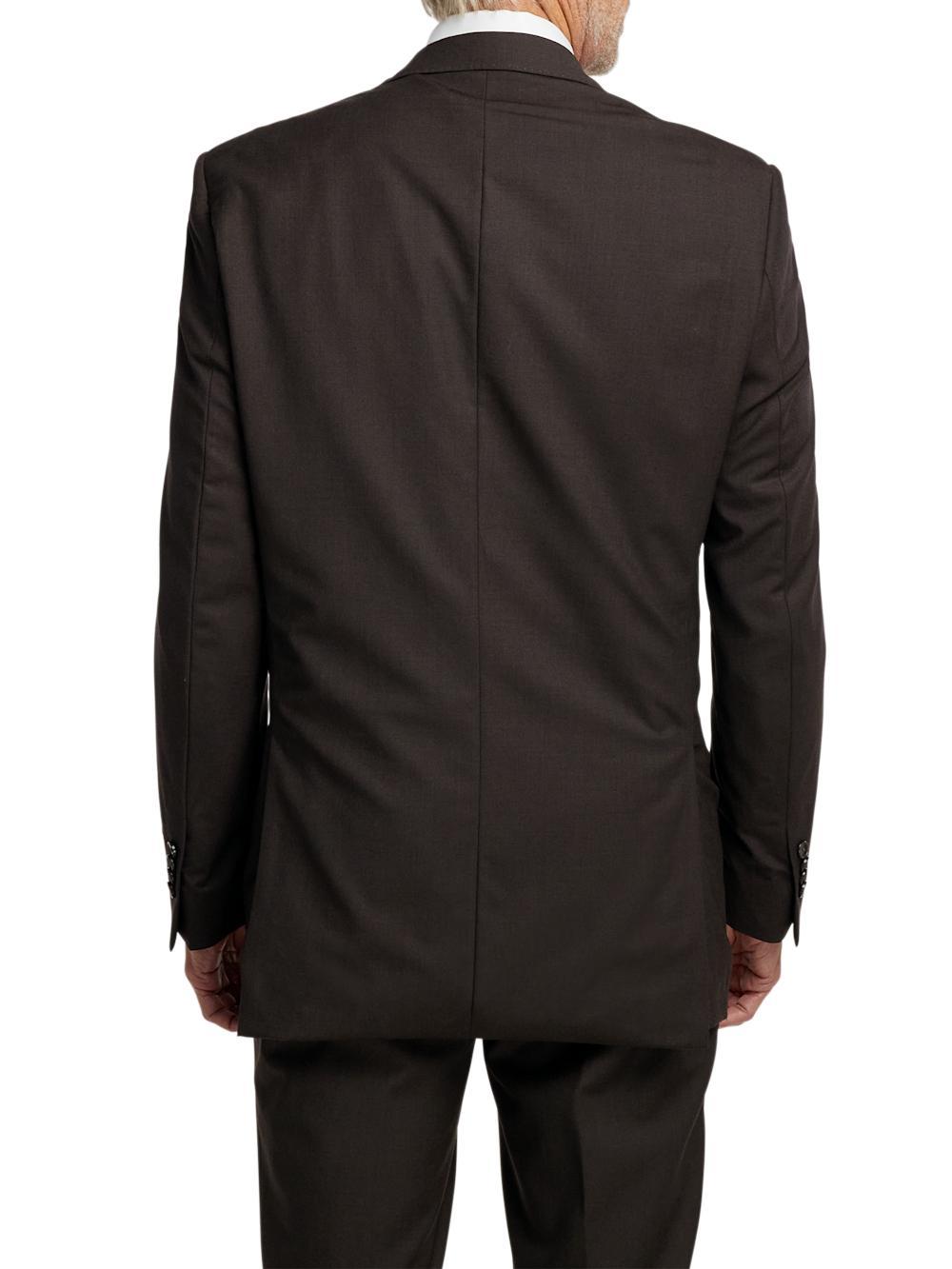 Wool Stretch Bengaline Peak Lapel Suit Jacket - Dark Brown Product Image