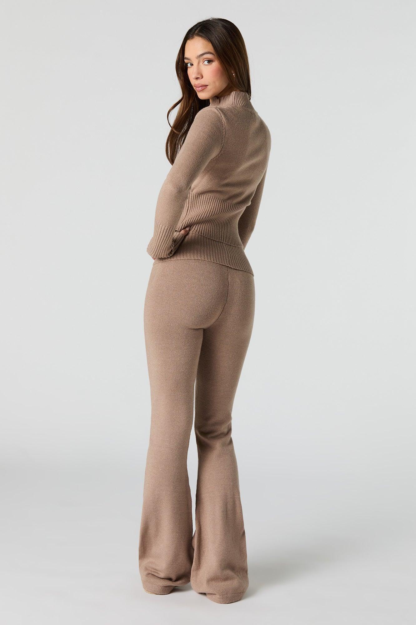 Foldover Waist Flare Knit Pant Female Product Image