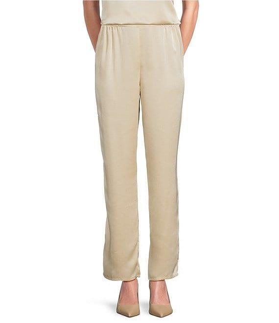 Caroline Rose Soft Satin Coordinating Straight-Leg Pull-On Pants Product Image