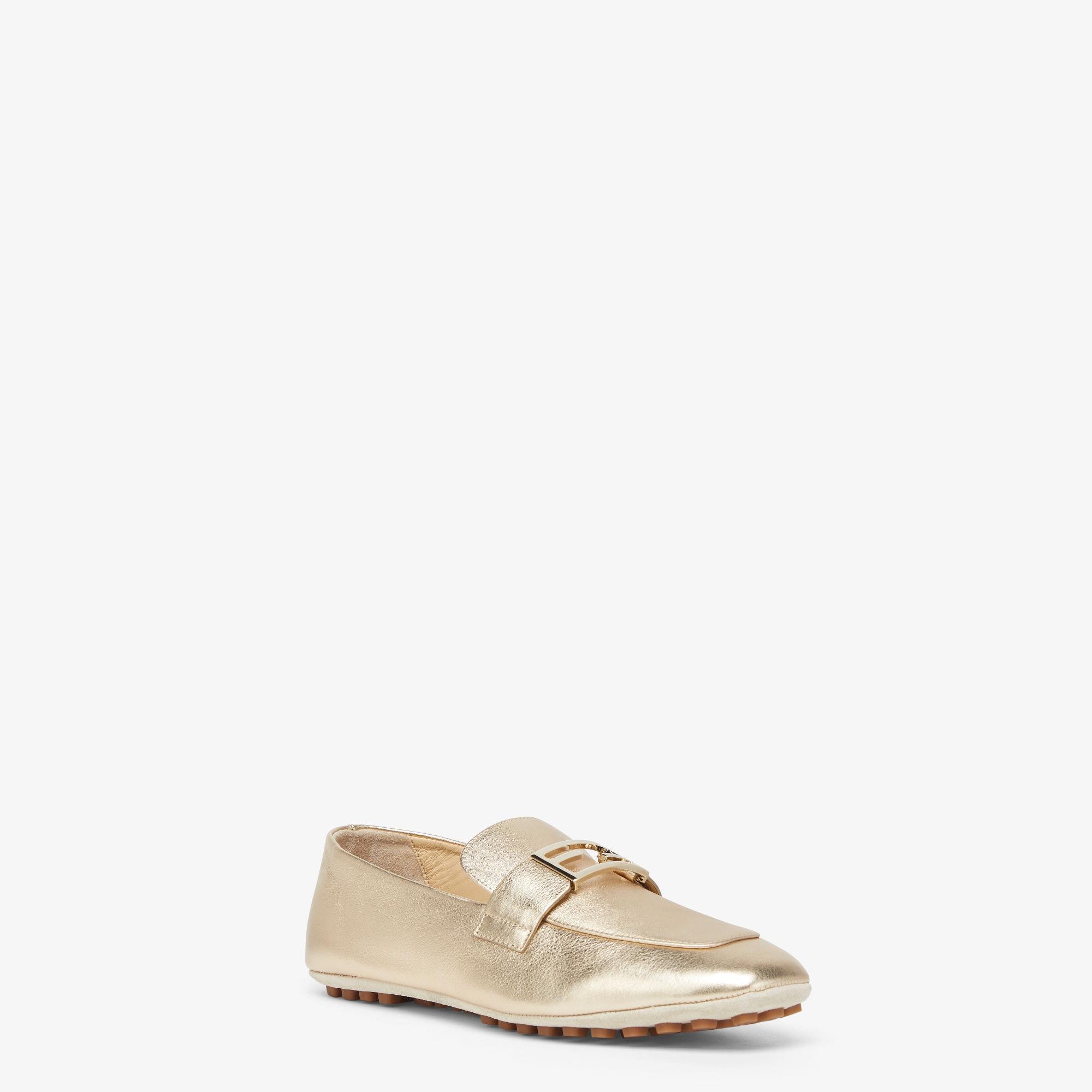 BaguetteMetallic champagne-colored leather loafers Product Image