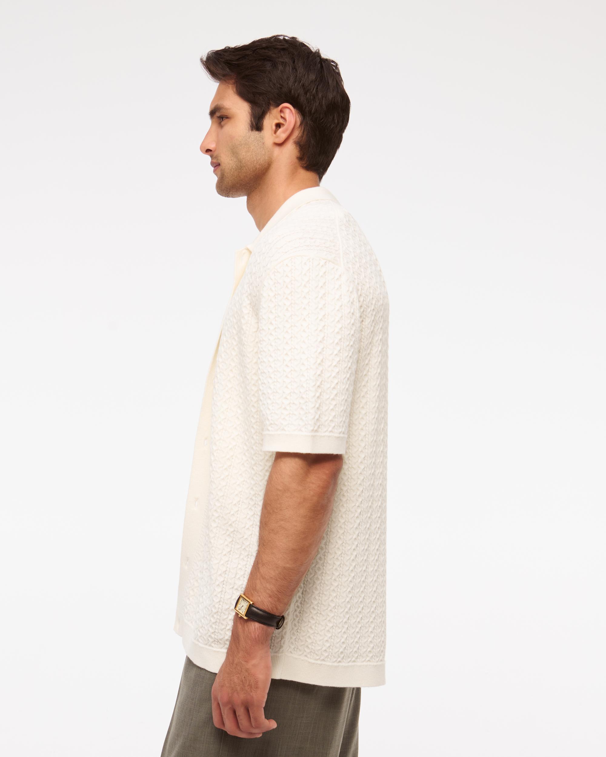 Cable Button-Through Sweater Polo Product Image