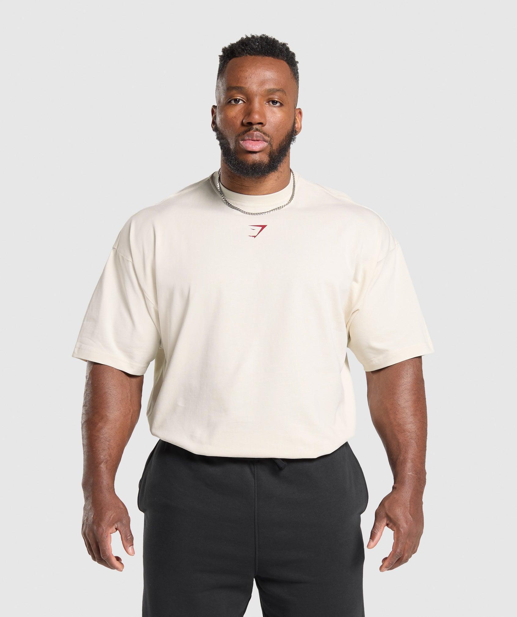 Gymshark Lifting Club T-Shirt - Oat White/Conditioning Red Male Product Image