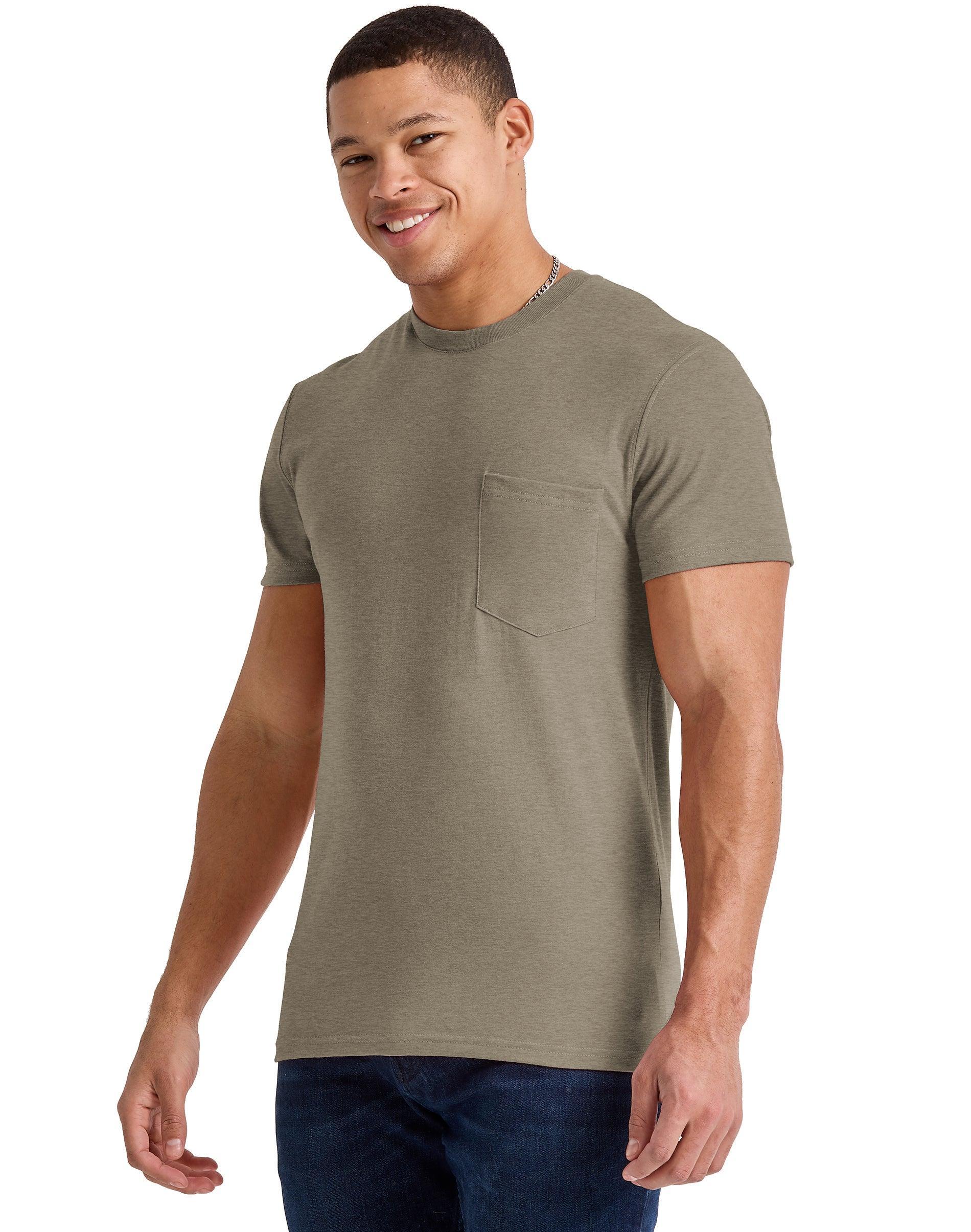 Hanes Originals Mens Cotton Pocket T-Shirt Athletic Navy Heather S Product Image
