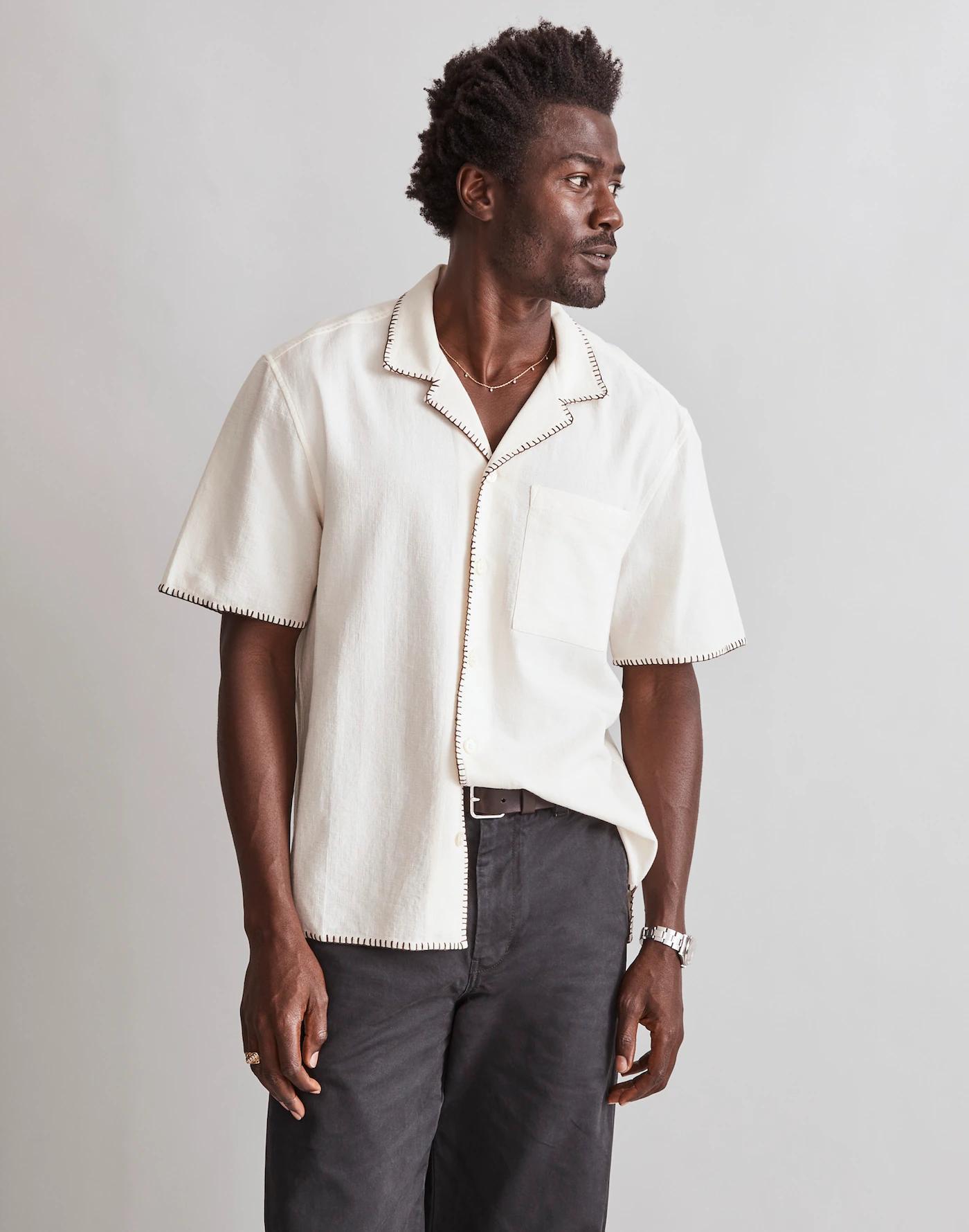 Blanket Stitch Short-Sleeve Shirt Product Image