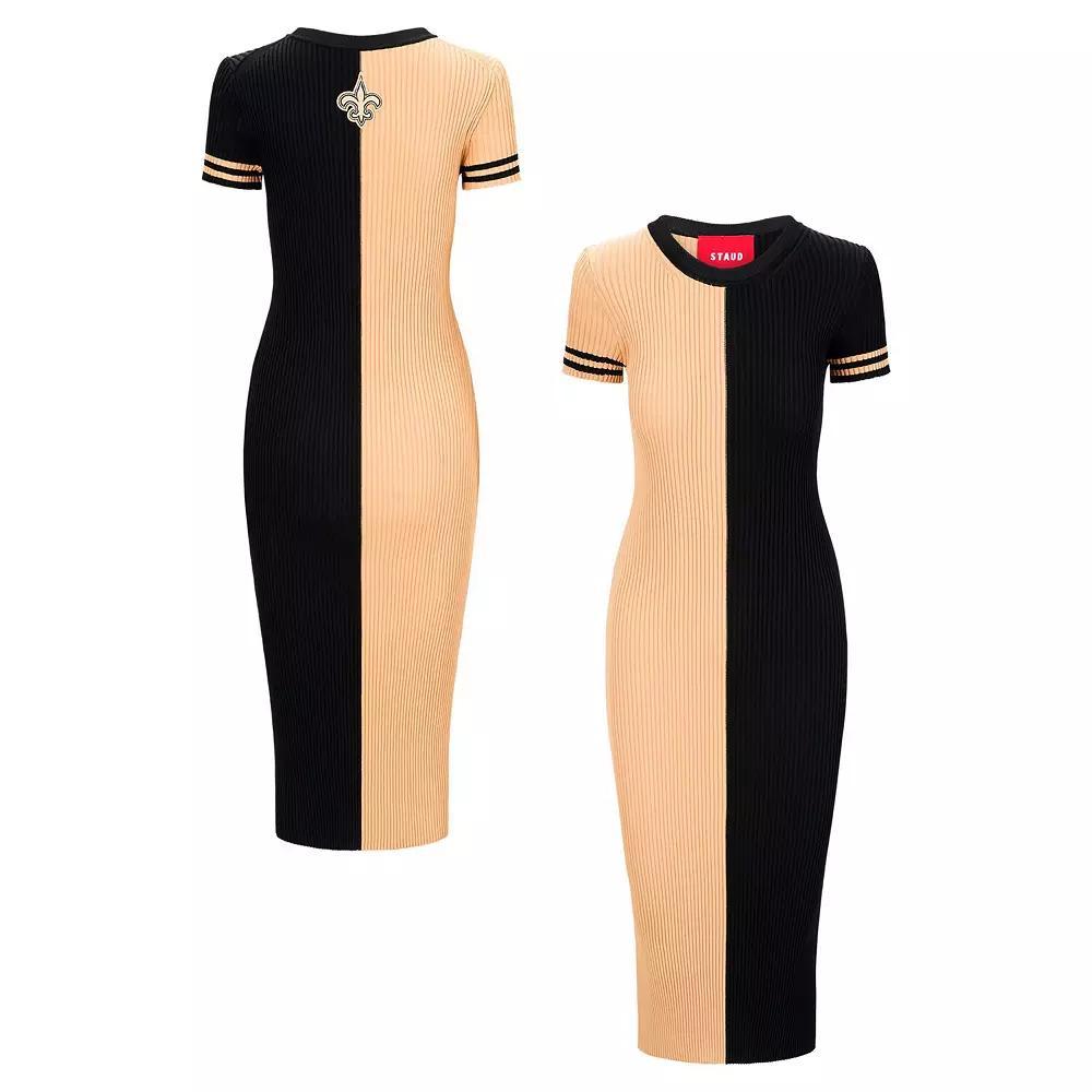 Women's STAUD  Gold/Black New Orleans Saints Colleen Dress, Size: Large Product Image