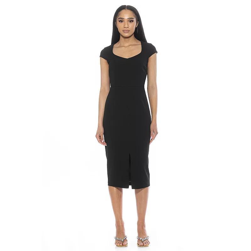 Women's ALEXIA ADMOR Gia Sweetheart Cap Sleeve Front Slit Dress, Size: Medium, Yellow Team Product Image
