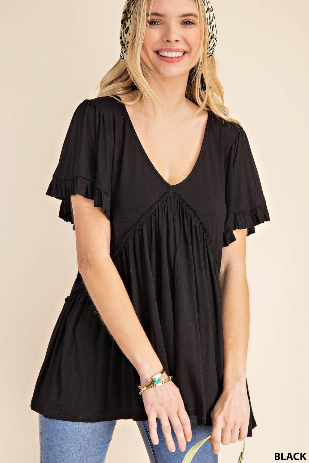 7275   Gracie Bell Sleeve Ruffle Top - Reg & Plus! Product Image