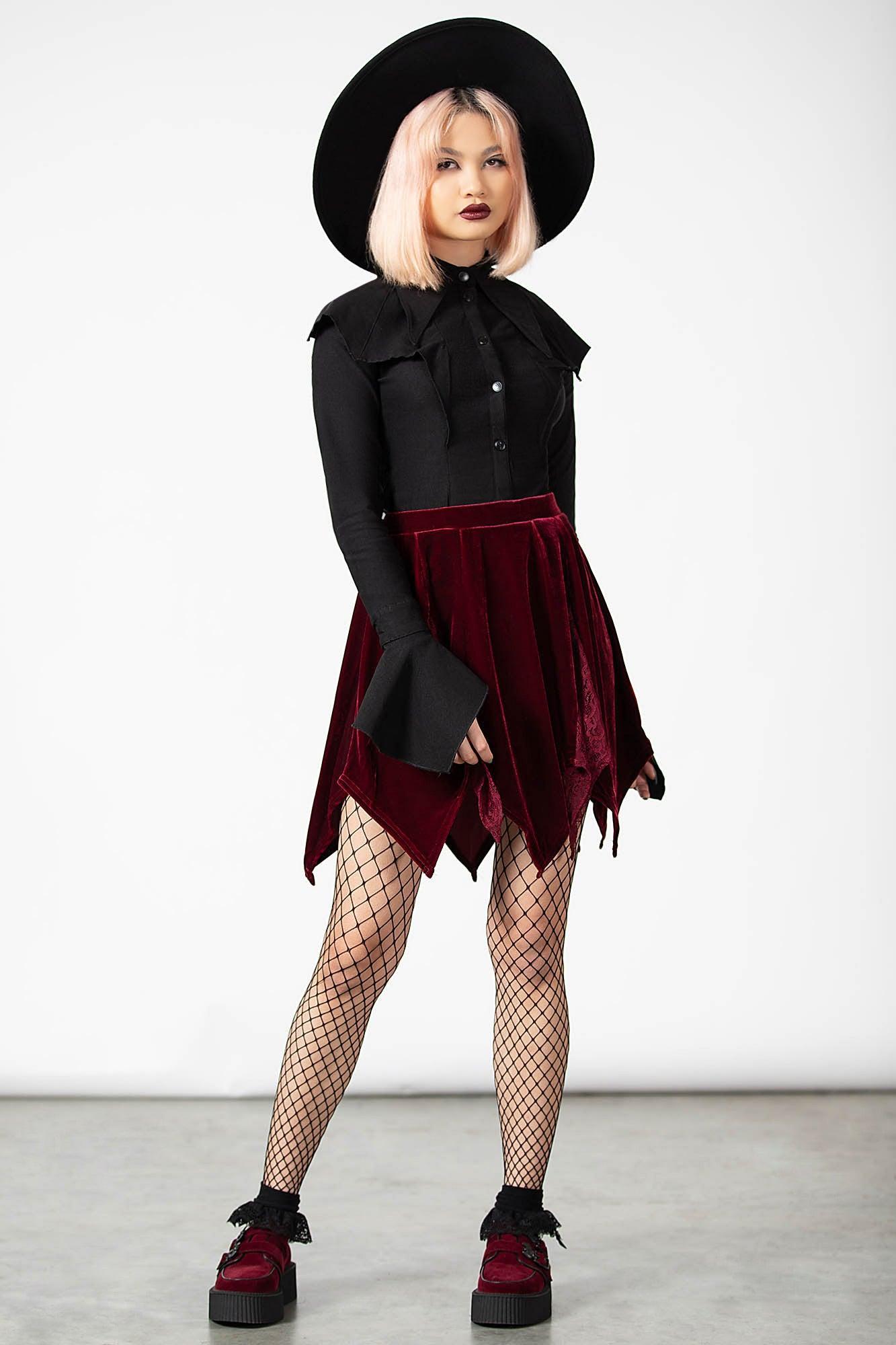 Lester Velvet Mini Skirt [BLOOD] Female Product Image