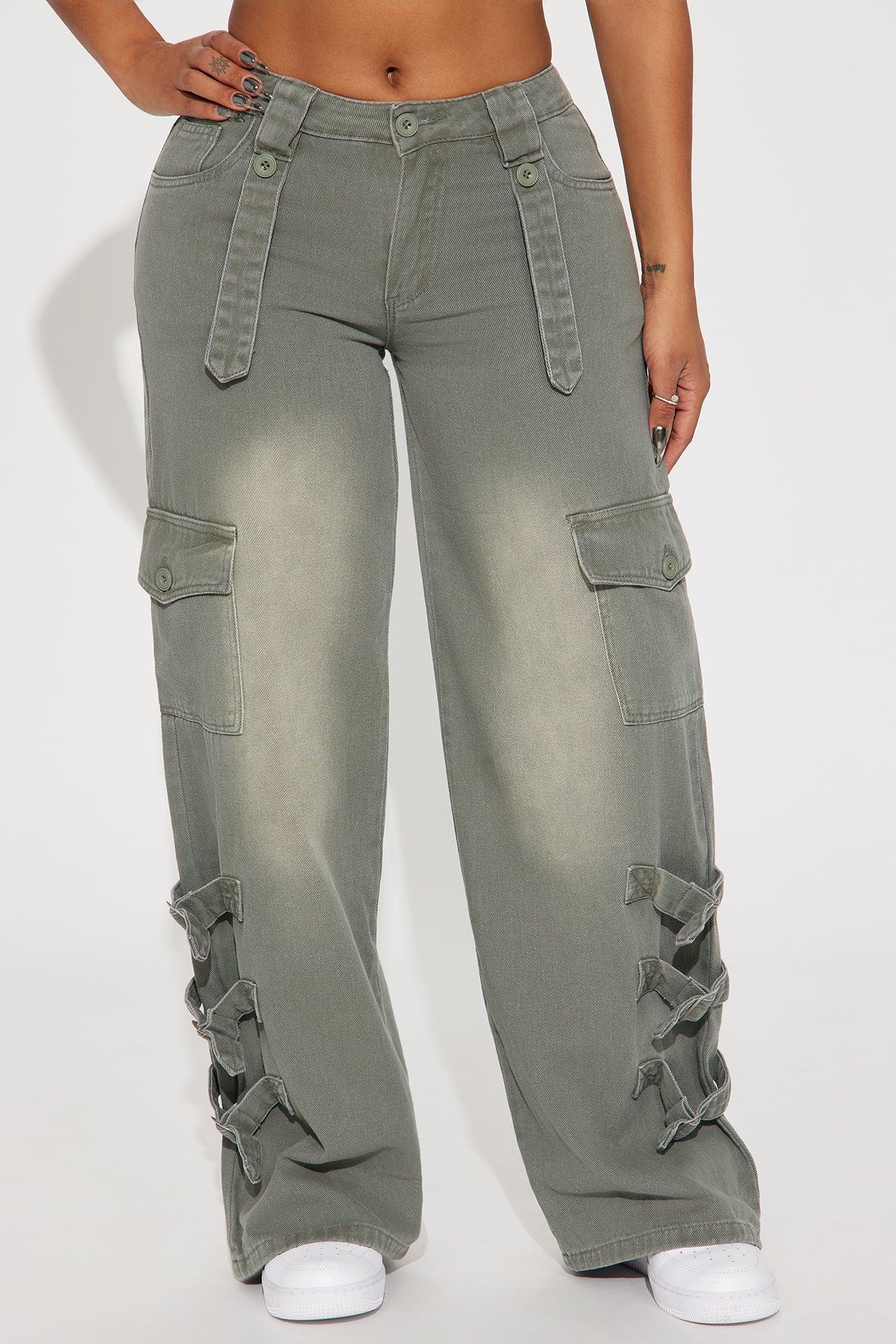 Keep You Goin' Wide Leg Cargo Pant - Grey Product Image