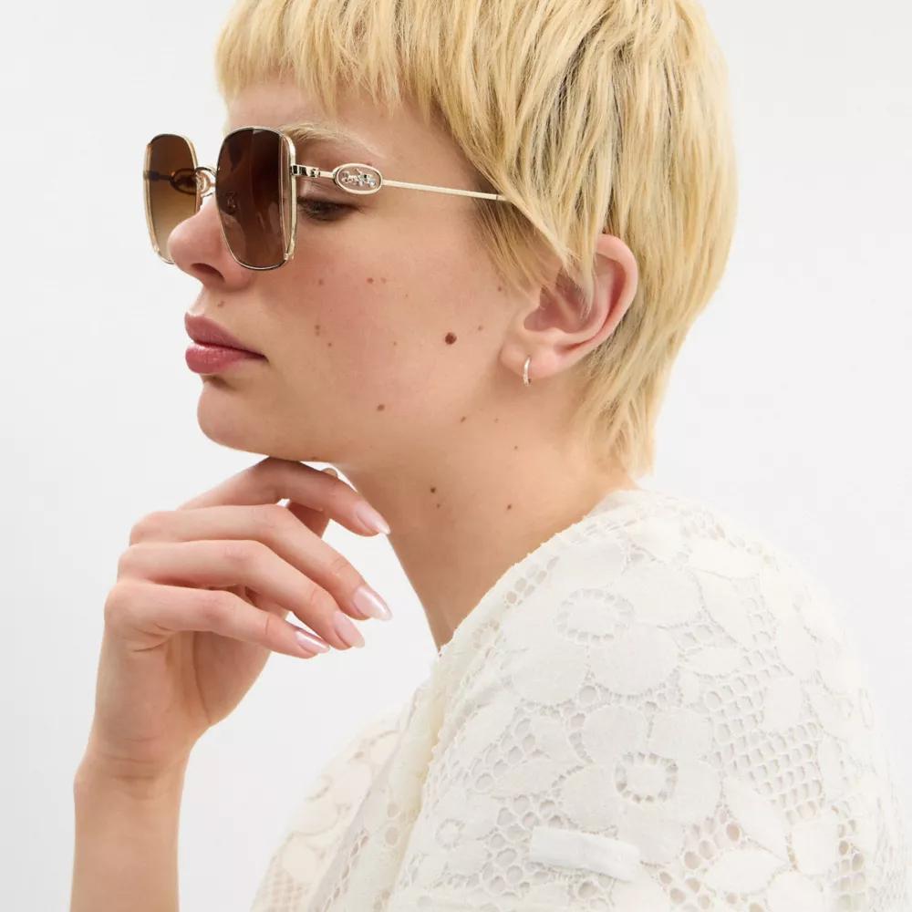 Horse And Carriage Metal Oversized Square Sunglasses Product Image