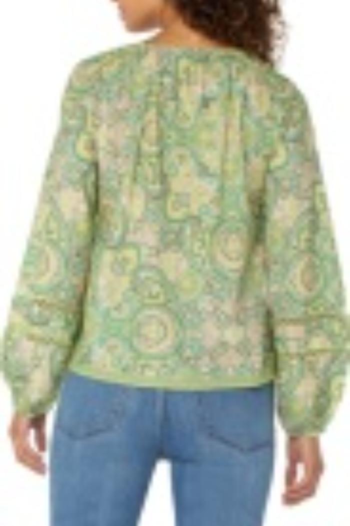Long Sleeve Shirred Woven Top Product Image