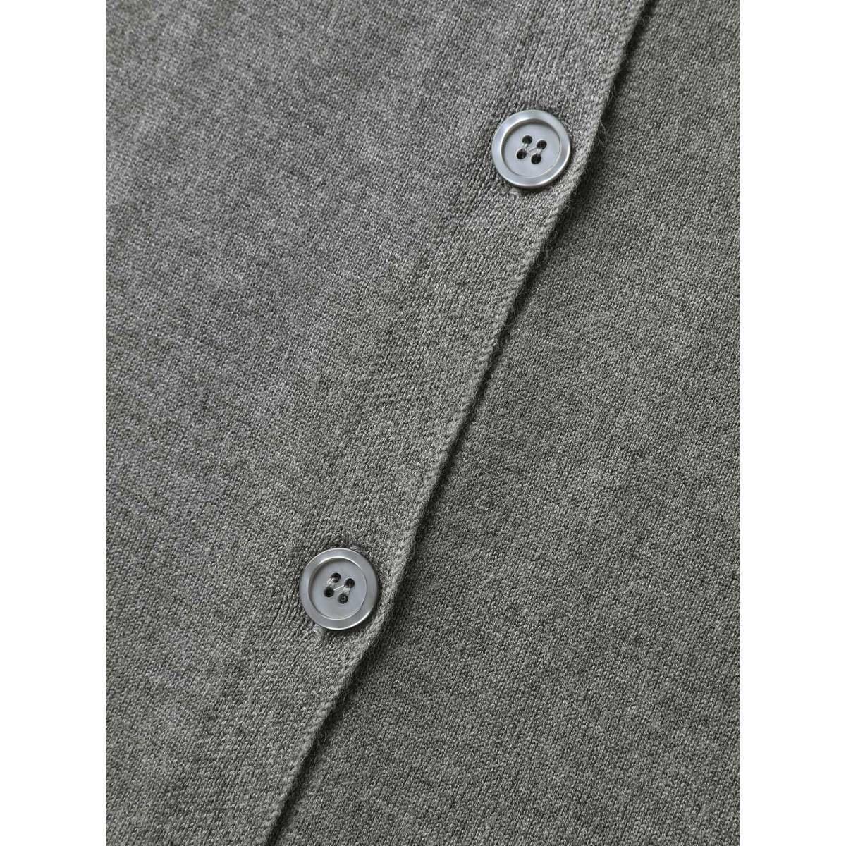 Plus Size Supersoft Button Round Neck Lightweight Cardigan DarkGray Women Loose Long Sleeve Everyday-Casual Cardigans BloomChic 28/5X Product Image