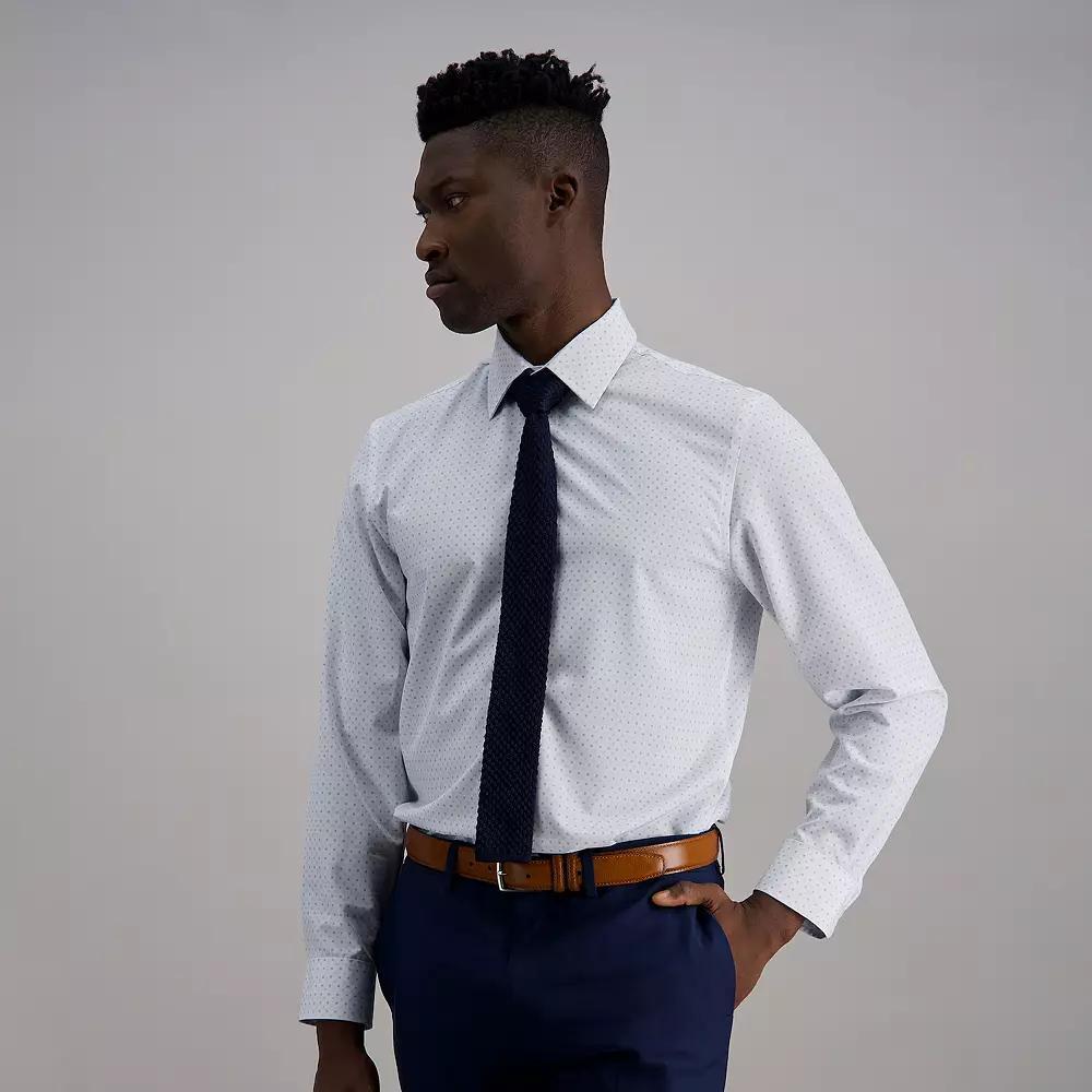 Mens Haggar Smart Wash Slim Fit Wrinkle Free Dress Shirt Blue Dot Floral Product Image
