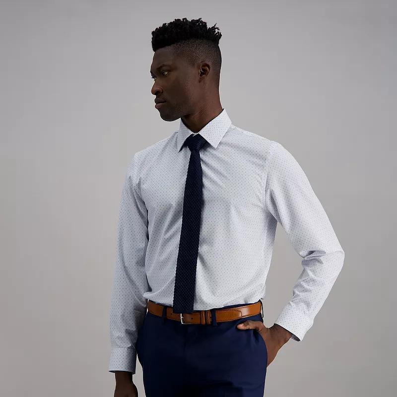 Mens Haggar Smart Wash Slim Fit Wrinkle Free Dress Shirt Blue Dot Floral Product Image