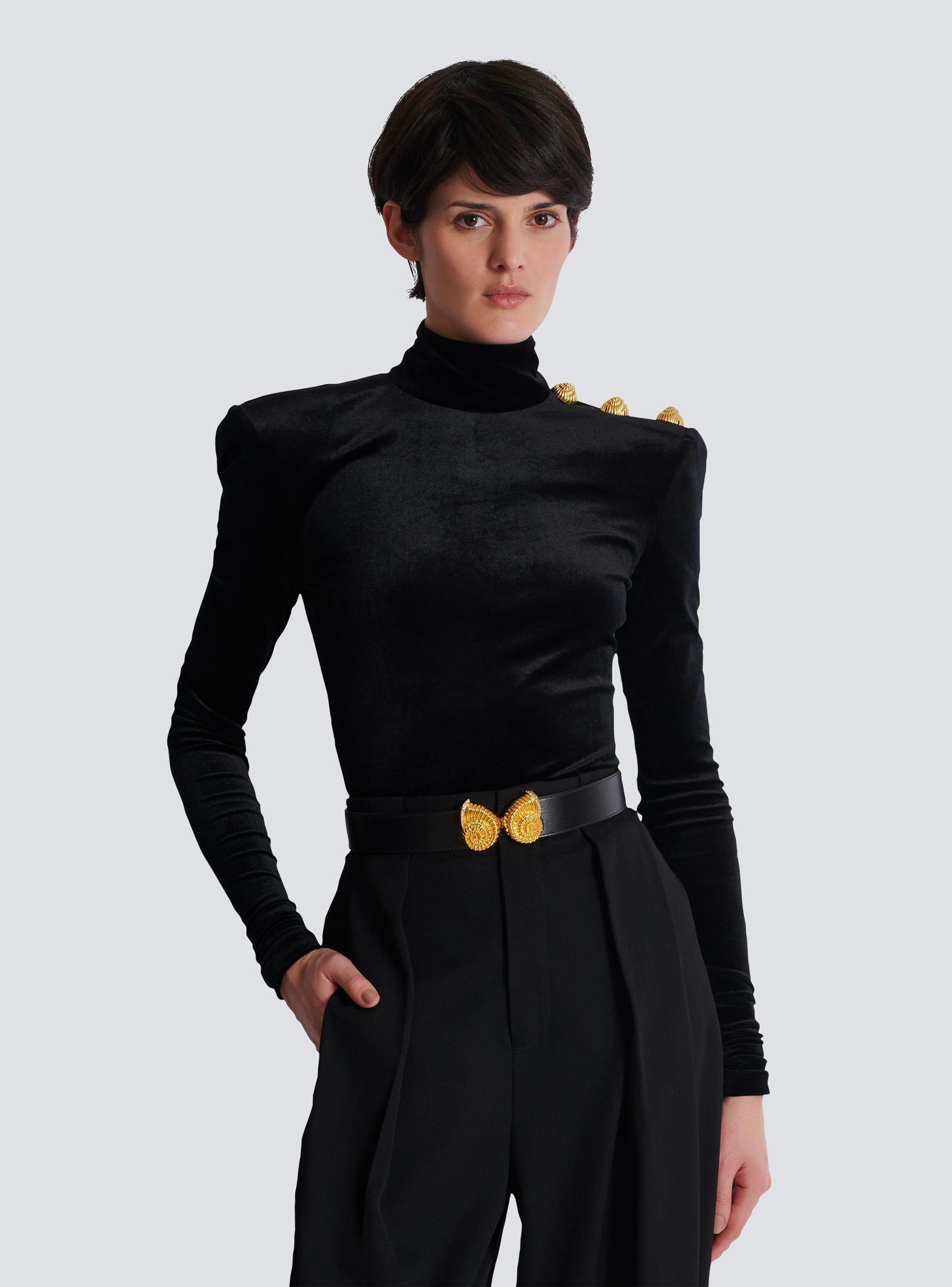 Leather belt with embellished buckle Product Image
