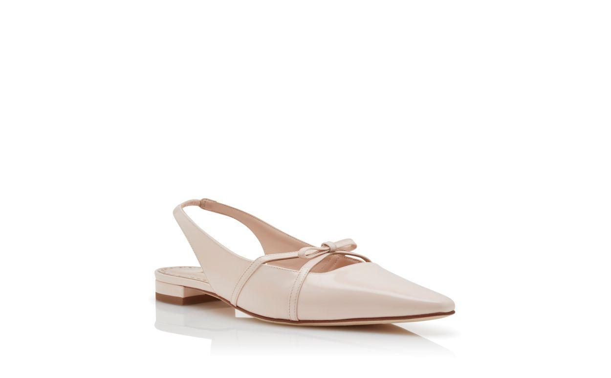 DARIASLI Light Pink Patent Leather Bow Detail Slingback Flat Pumps Product Image