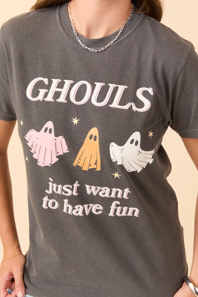 Ghouls Just Want To Have Fun Dark Grey Graphic Tee Product Image
