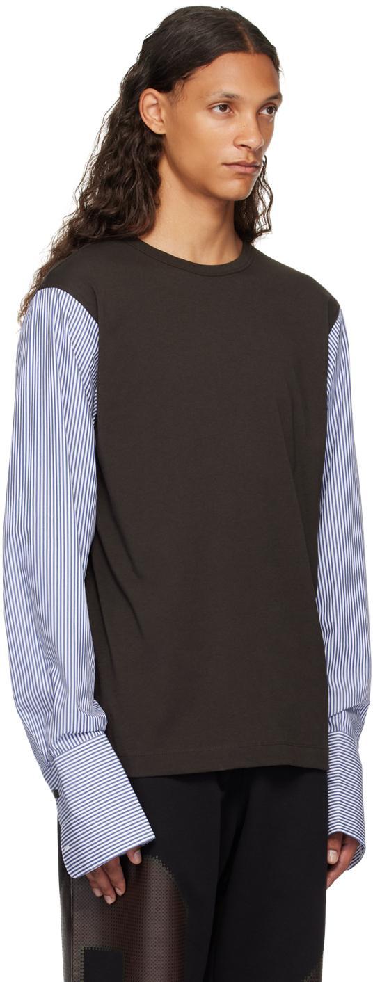DRIES VAN NOTEN Brown & Blue Paneled Long Sleeve T-shirt In 704 Dark Brown Product Image
