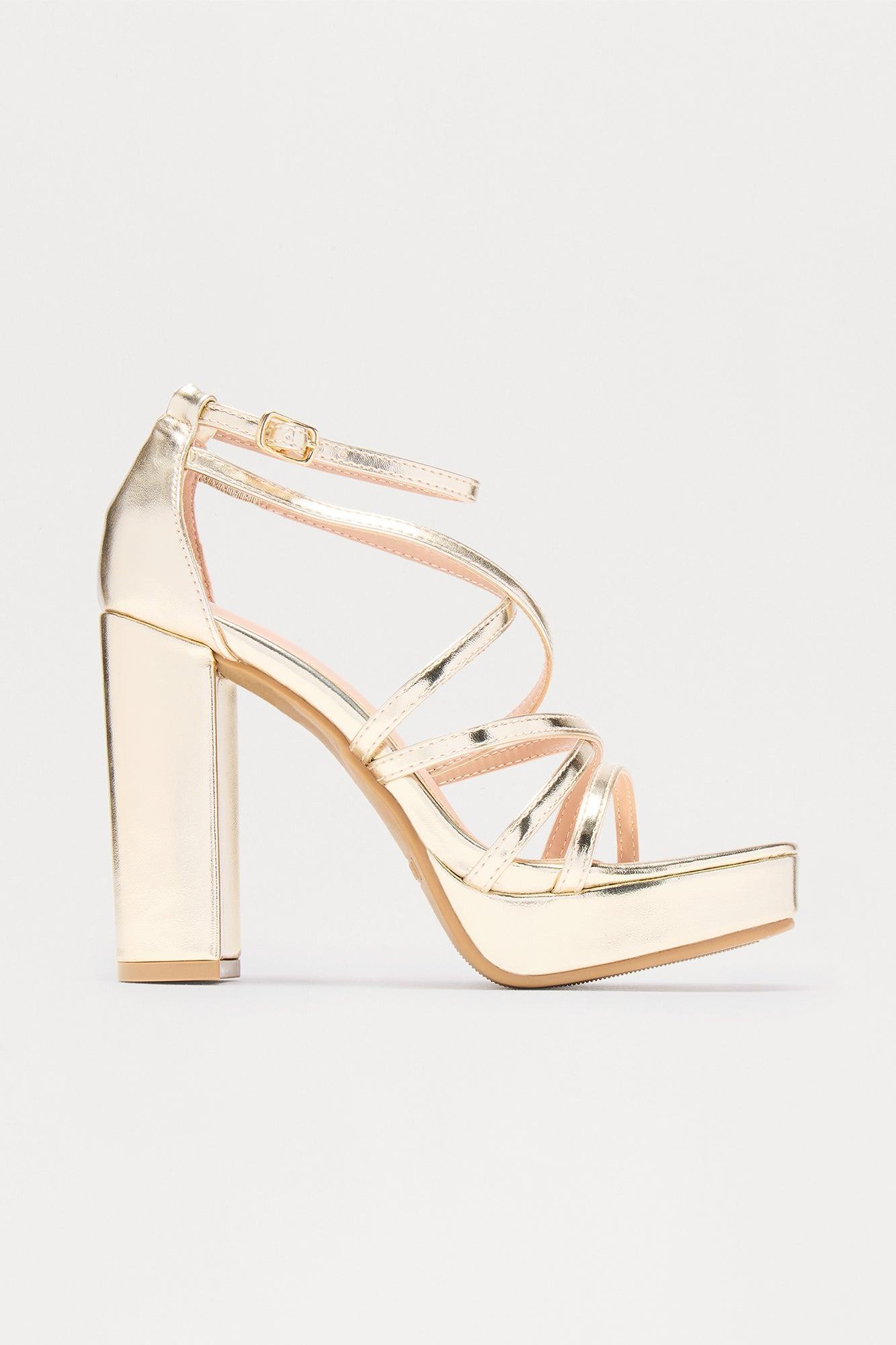 Cadel Faux Leather Heels - Gold Product Image