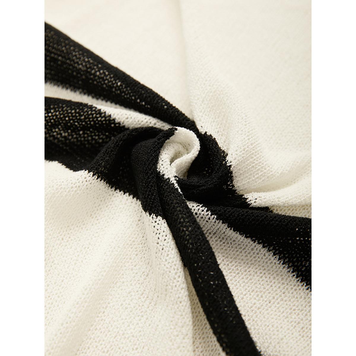 Plus Size Striped Pocket Open Front Cardigan Beige Women Casual Loose Long Sleeve Everyday Cardigans BloomChic 28/5X Product Image